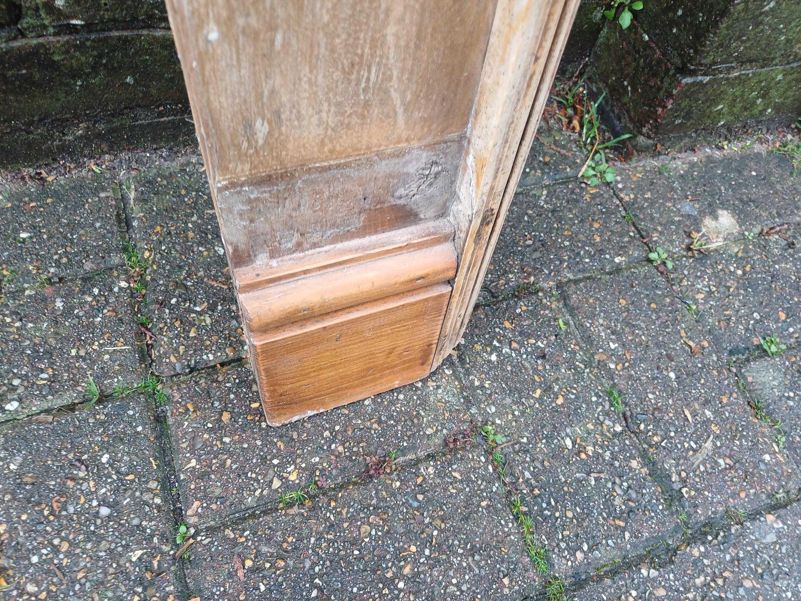 1920s 1930s Stripped Pine Fire Surround With Oval Mirror Original Gesso Detail Distressed Finish Vintage Fireplace Mantel photo Home Fixtures