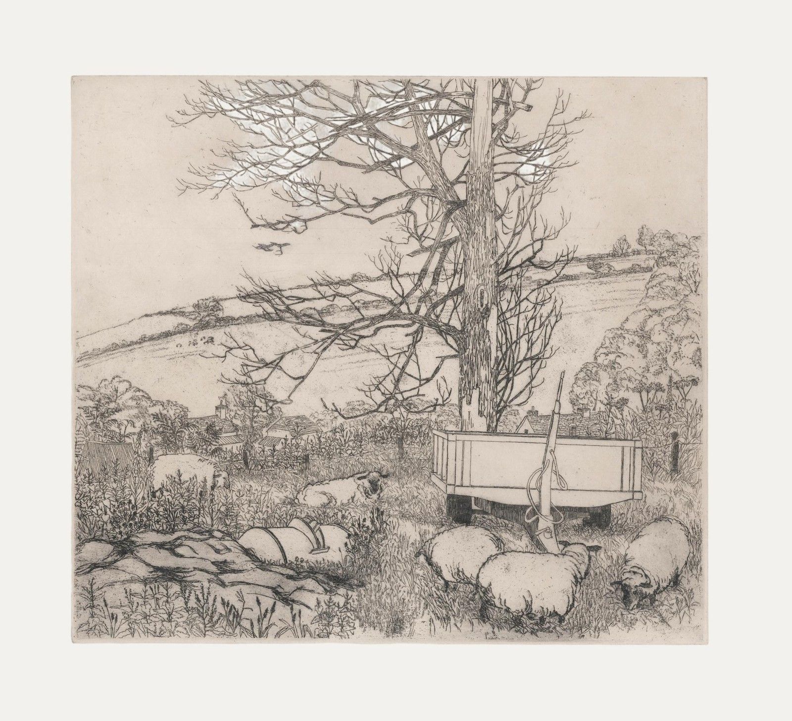 N.B.W Mid 20th Century Etching, Truckwell Farm