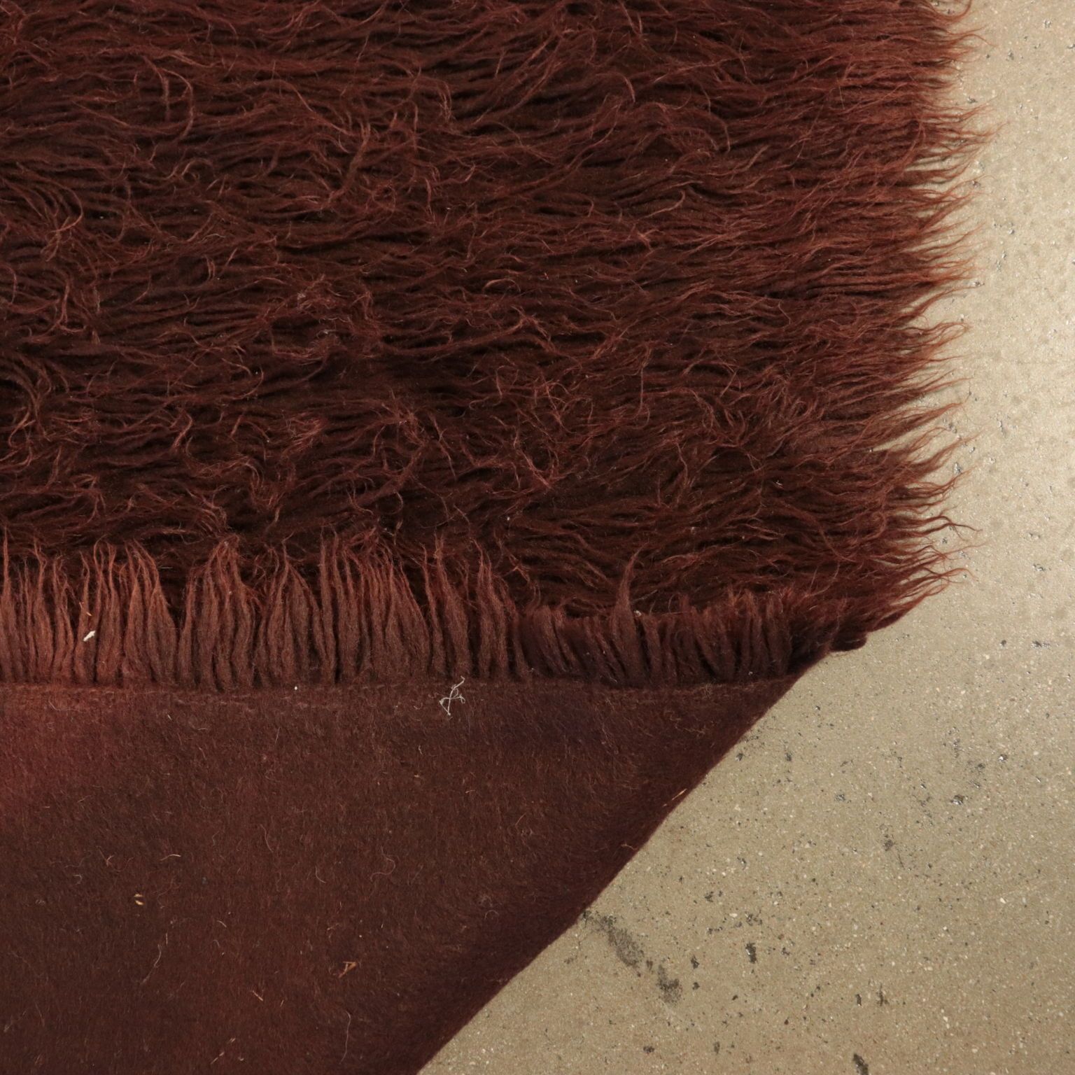 Vintage Shaggy Carpet Wool Monochrome Italy 1970s photo vinterior