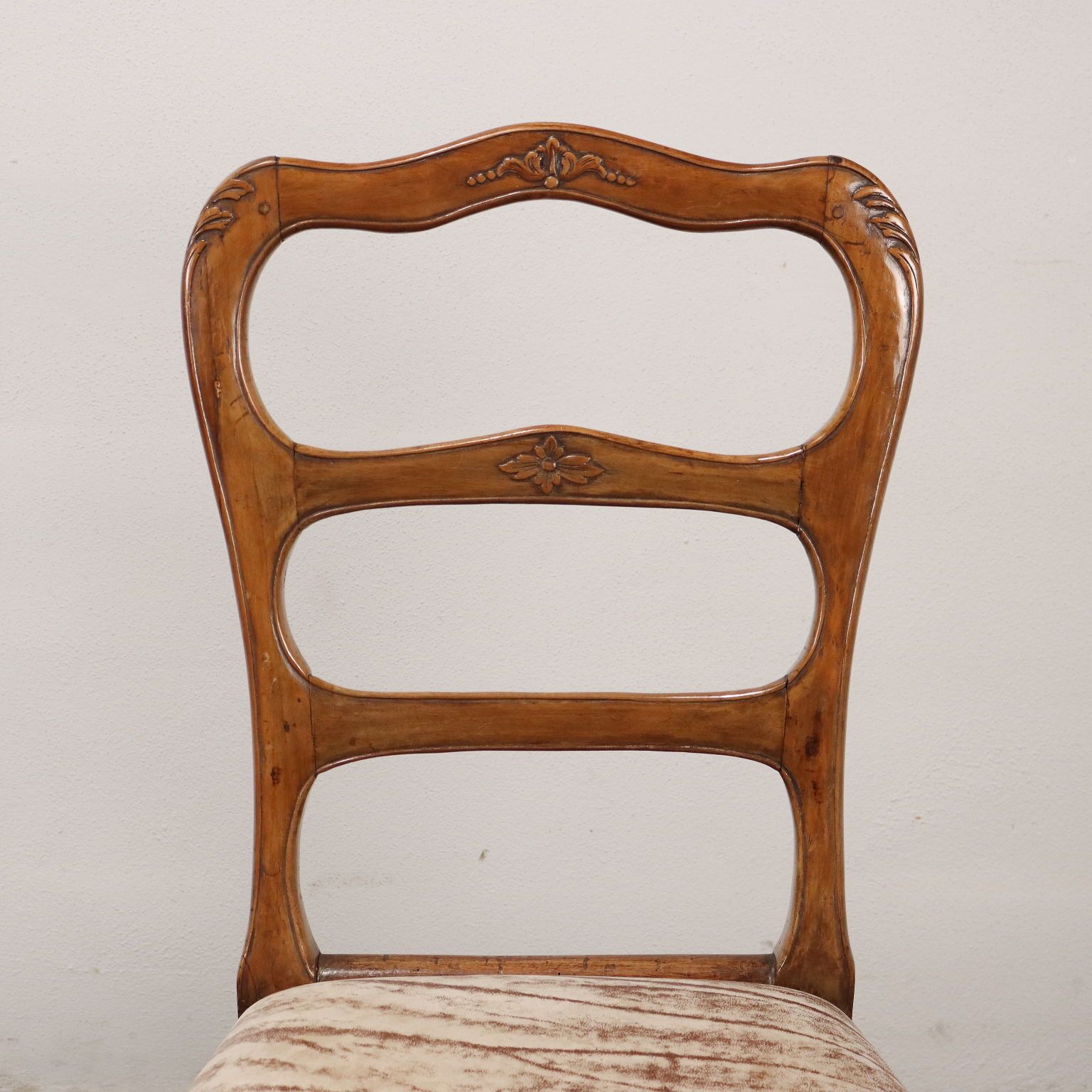 Group Of 4 Baroque Chairs Walnut Italy XVIII Century photo for sale