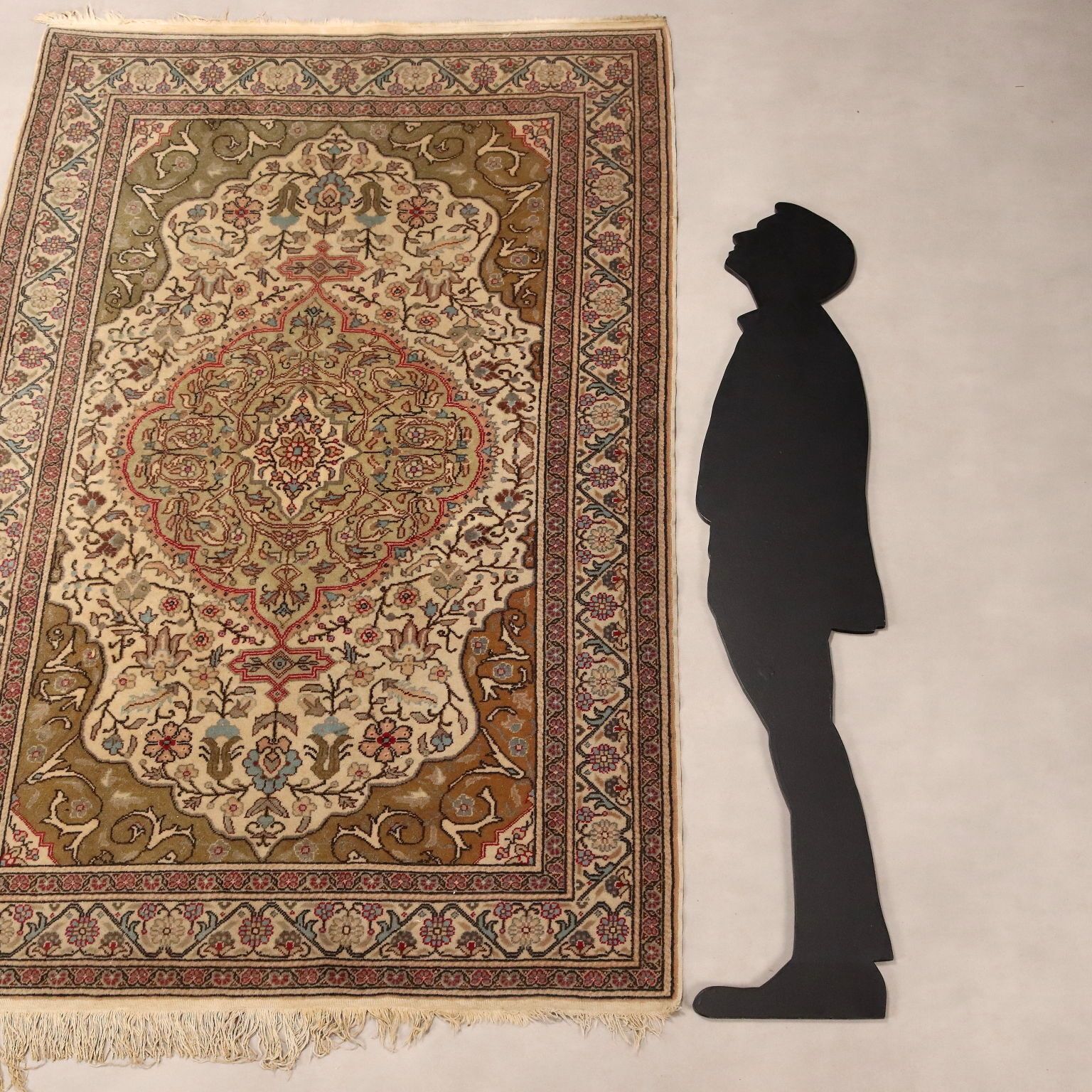 Antique Kaisery Carpet Cotton Wool Thin Knot Turkey 90 X 58 In photo for sale