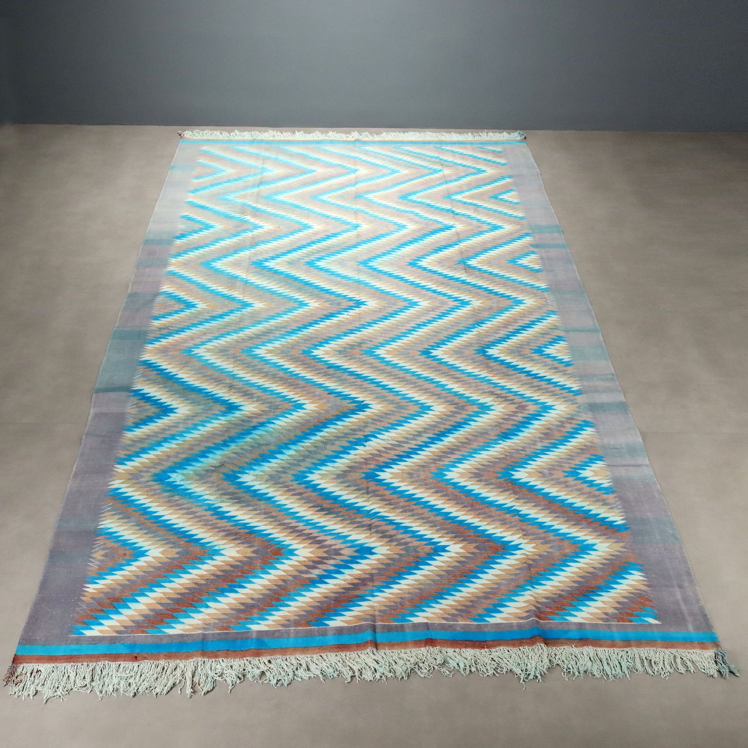 Antique Kilim Carpet Cotton Thin Knot Handmade 209 X 123 In photo for sale