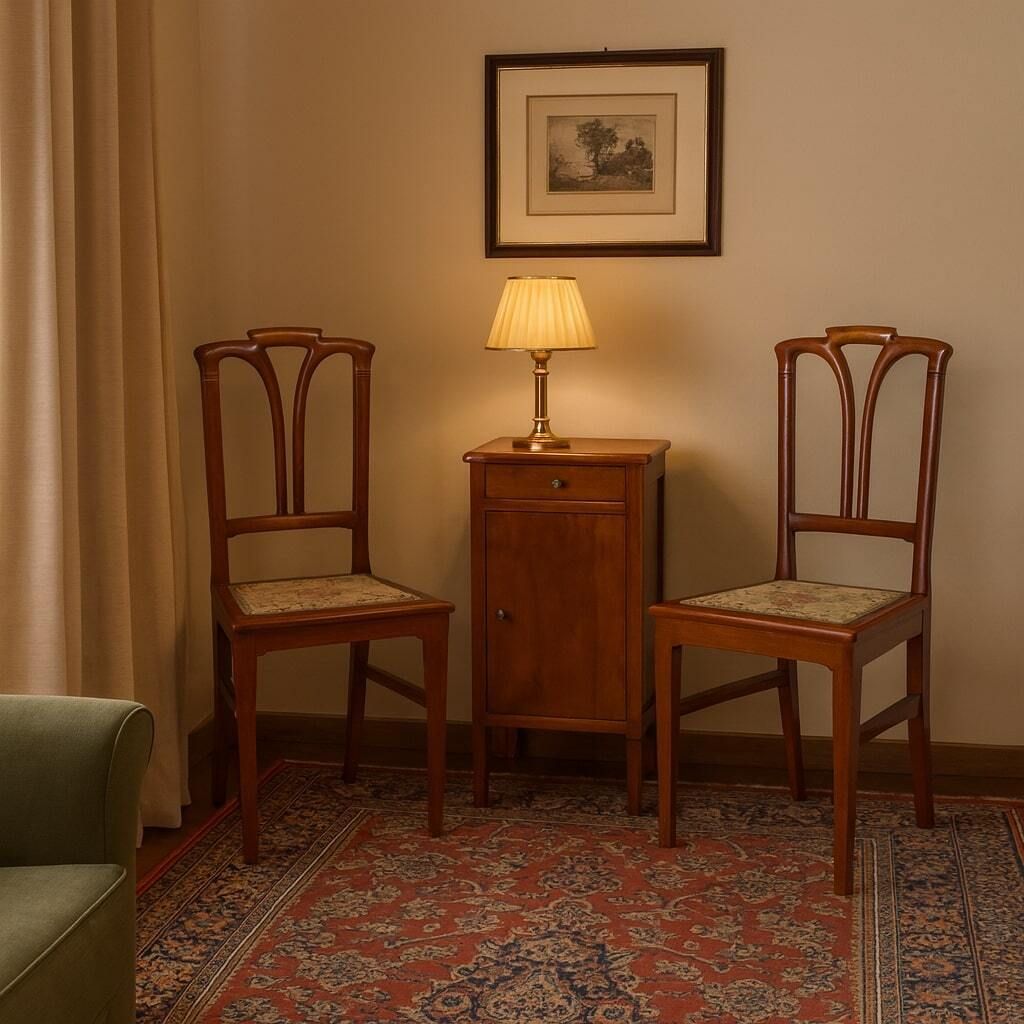 Art Nouveau Chairs Mahogany Fabric Padding XX Century photo furniture