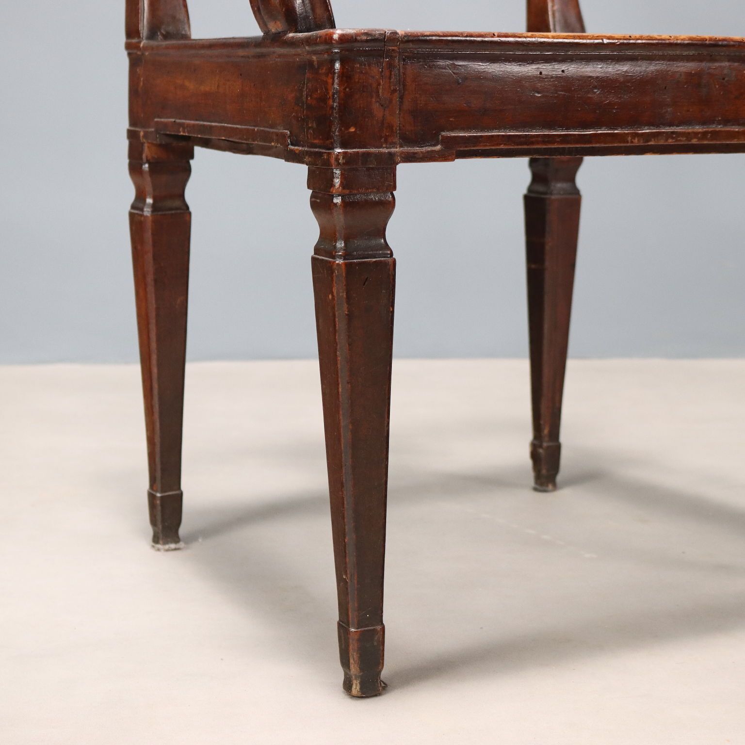 Antique Armchair Walnut Caned Seat Italy XVIII Century photo vintage