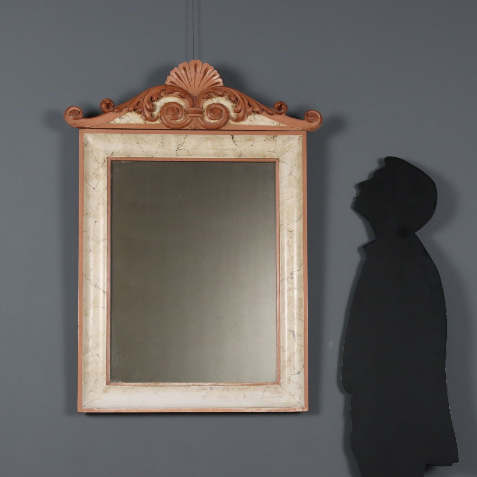 Antique Mirror Lacquered Wood Carvings Italy XIX Century photo furniture