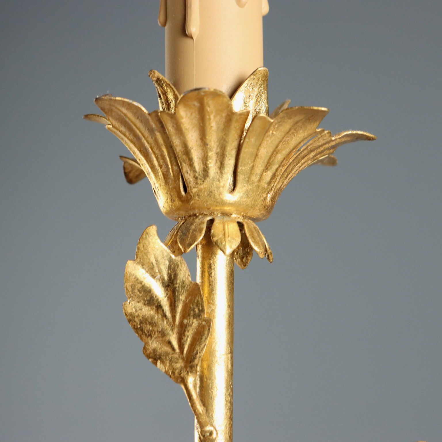 Antique Candelabra Gilded Carved Wood Italy XX Century photo vinterior