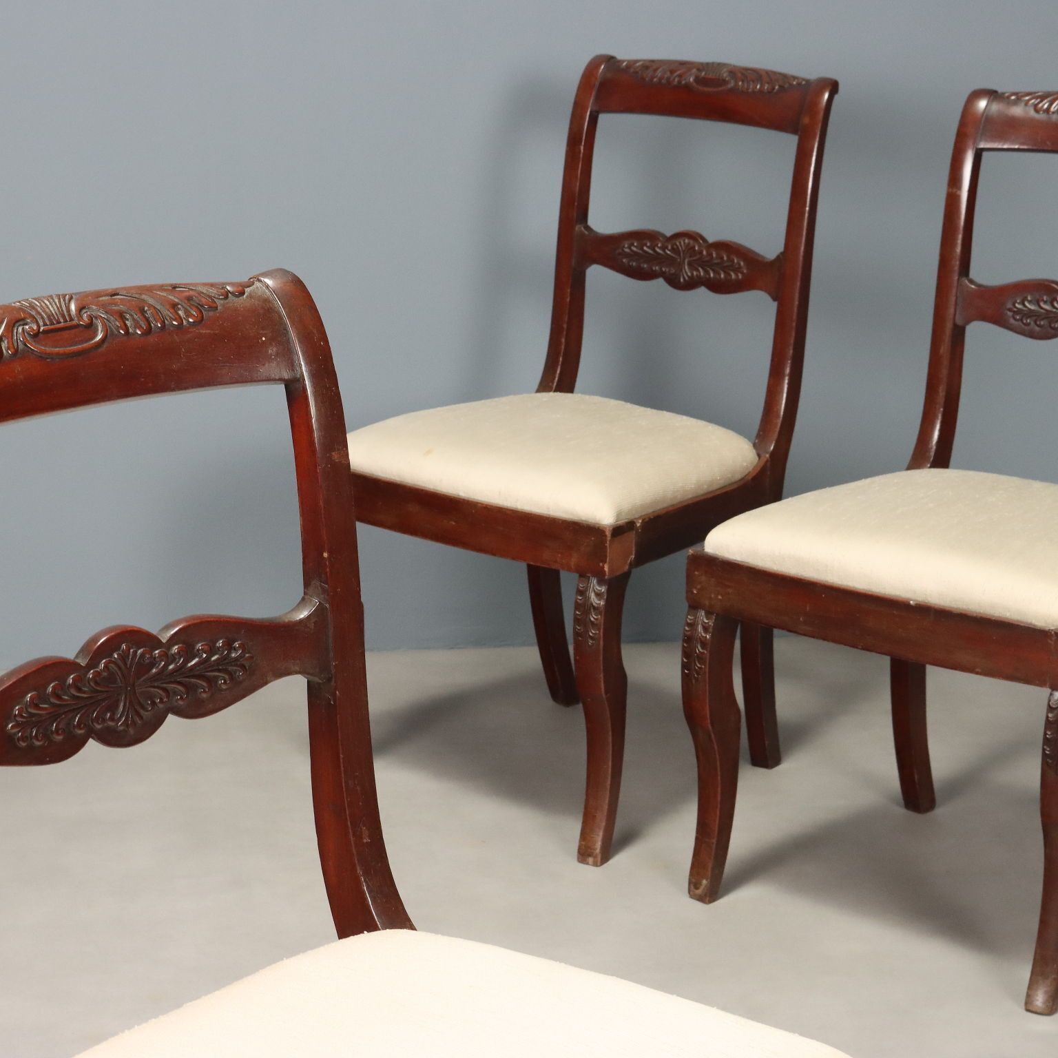 Antique Chairs Charles X Mahogany Fabric France XIX Century photo for sale