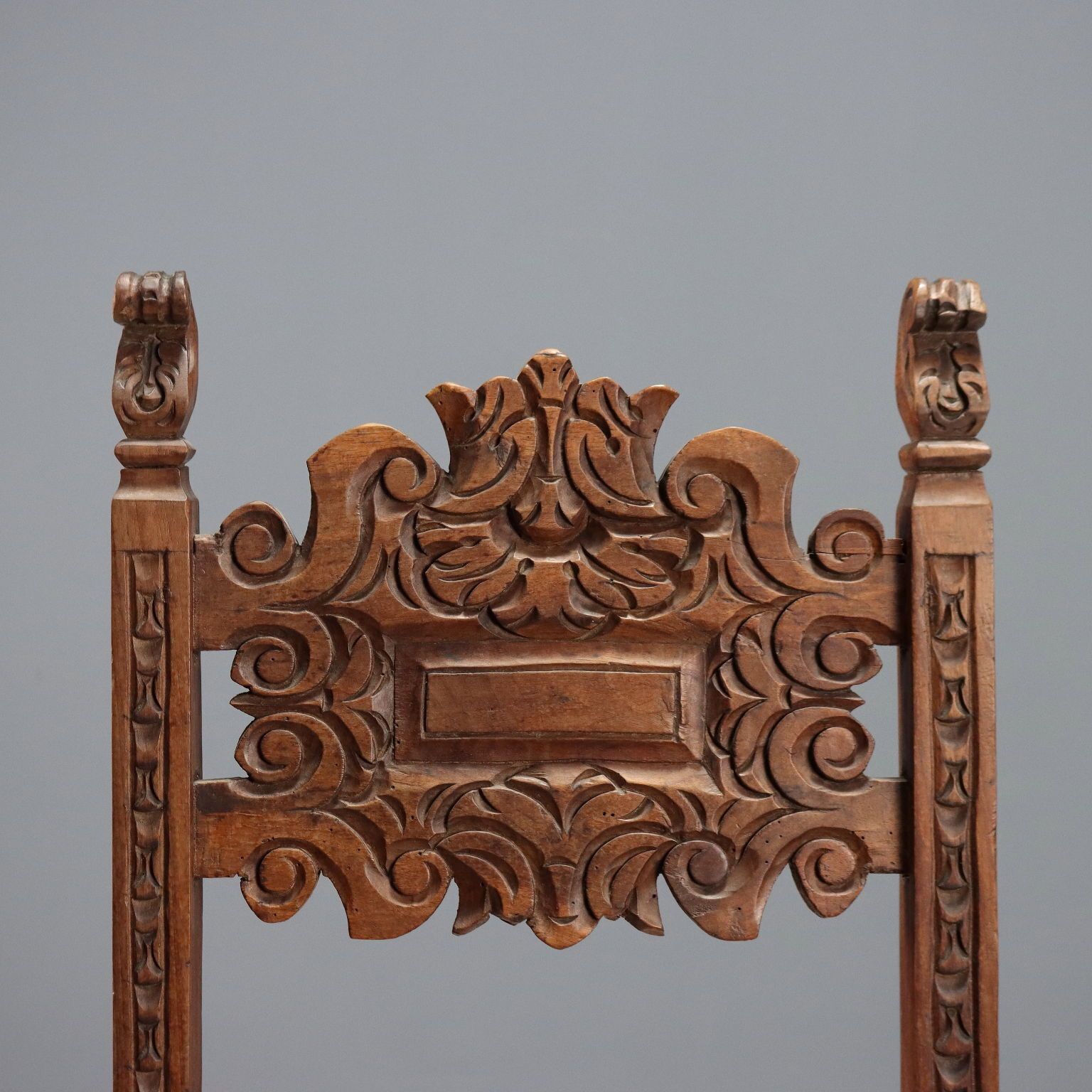 Baroque Chair Walnut Carvings Decoration XVII Century photo for sale