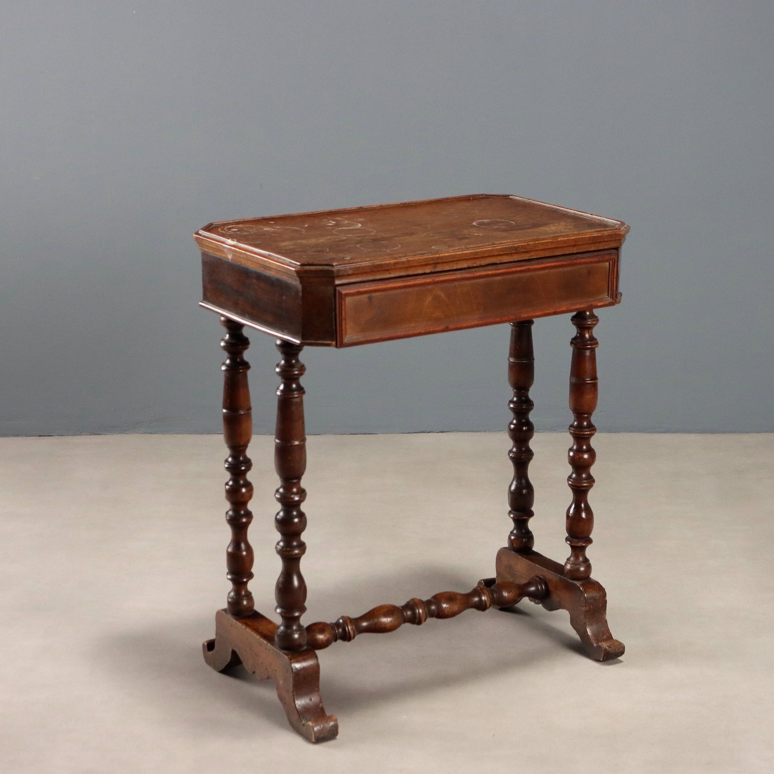 Antique Sewing Table Walnut With Drawer Italy Mid XIX Century