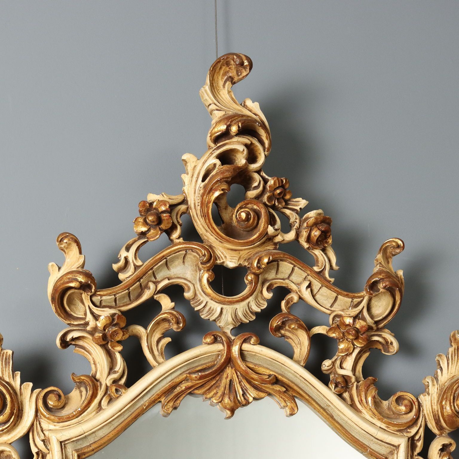 Antique Mirror Gilded Lacquered Wood Italy Early XX Century photo for sale