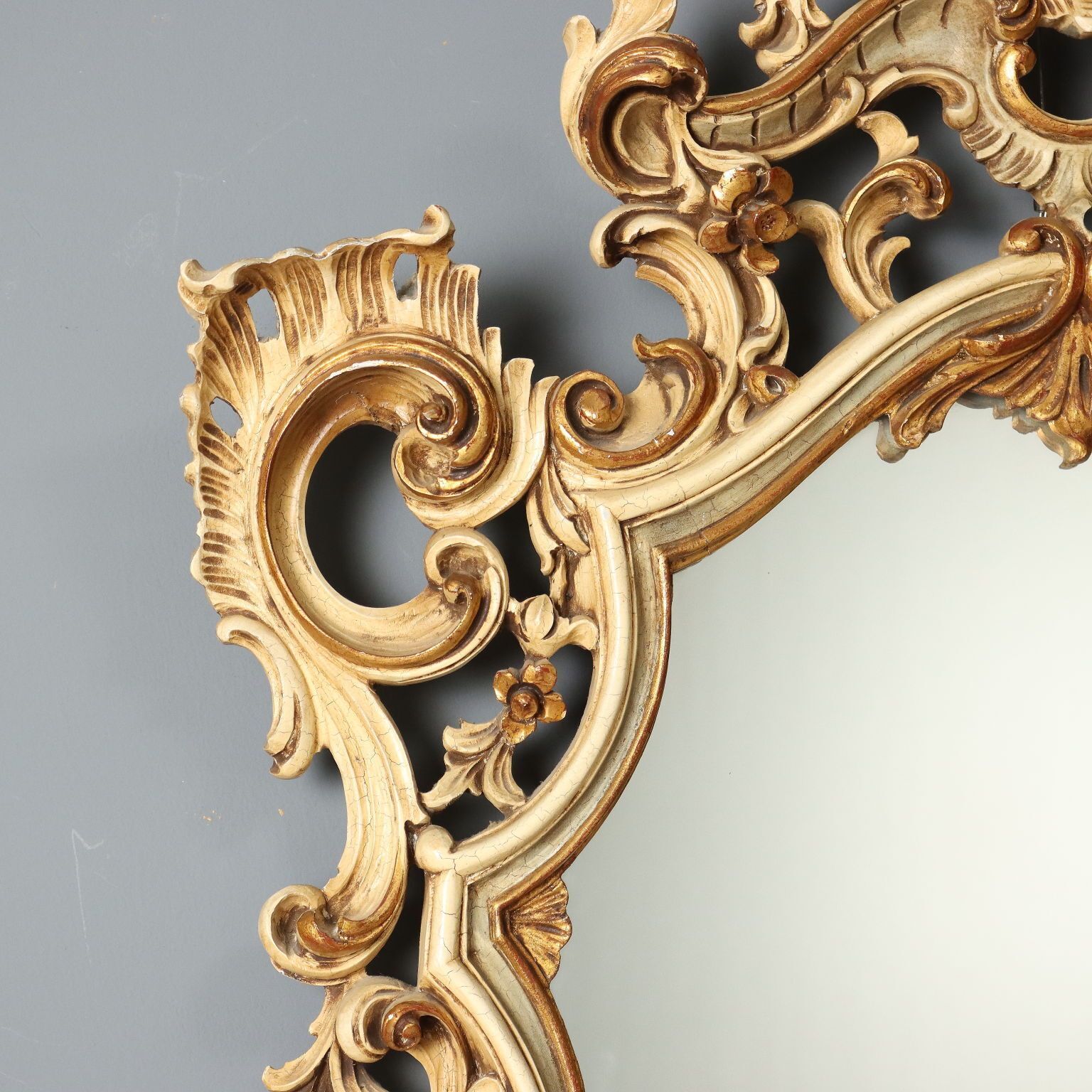 Antique Mirror Gilded Lacquered Wood Italy Early XX Century photo Home Decor