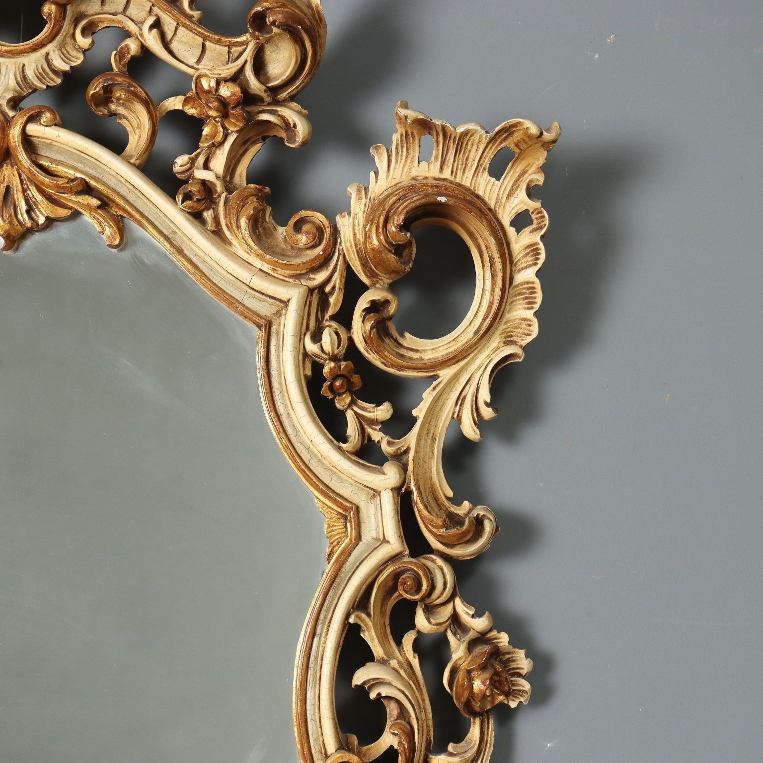 Antique Mirror Gilded Lacquered Wood Italy Early XX Century photo 700.0