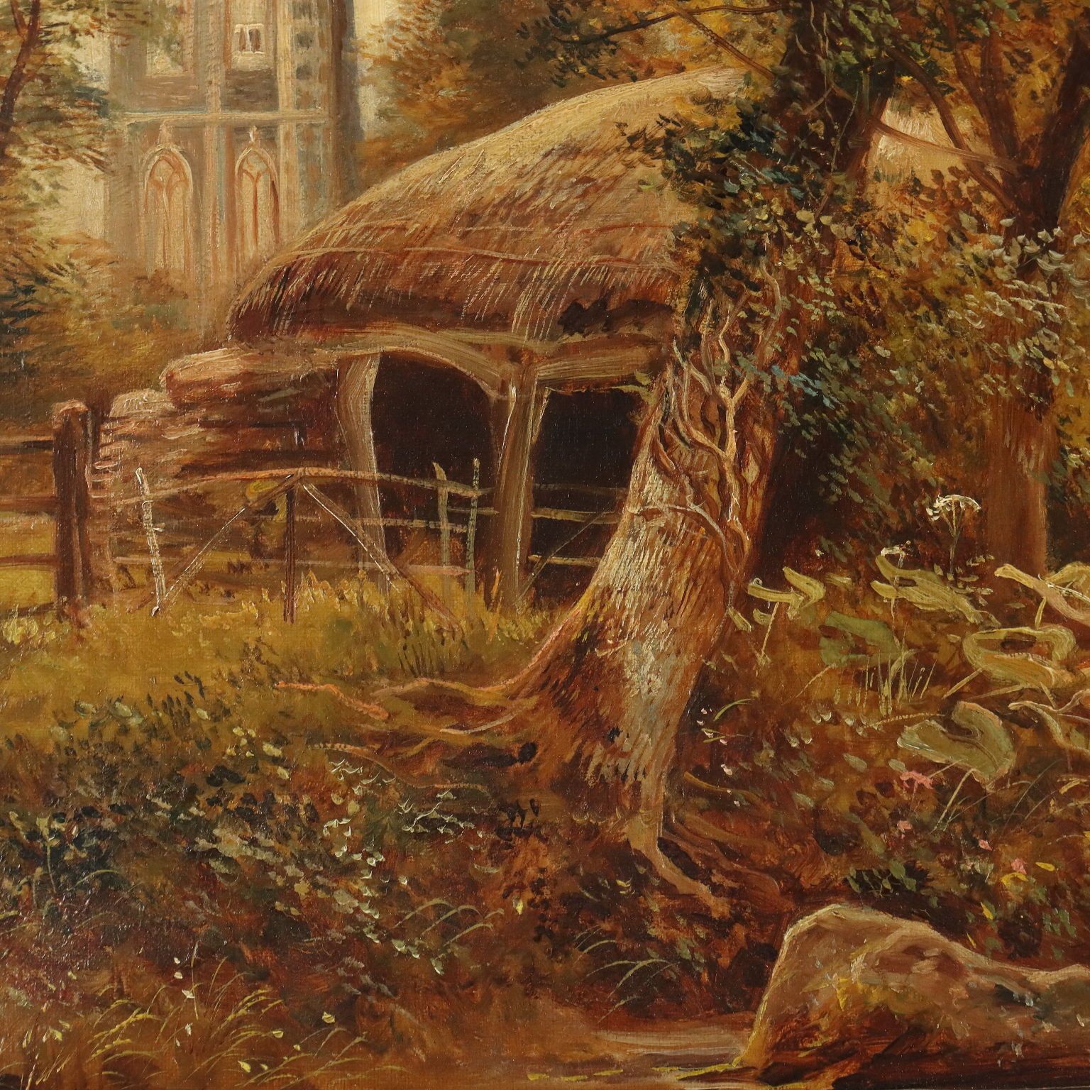 Antique Painting Landscape With Cows Oil On Canvas 1886 photo vinterior