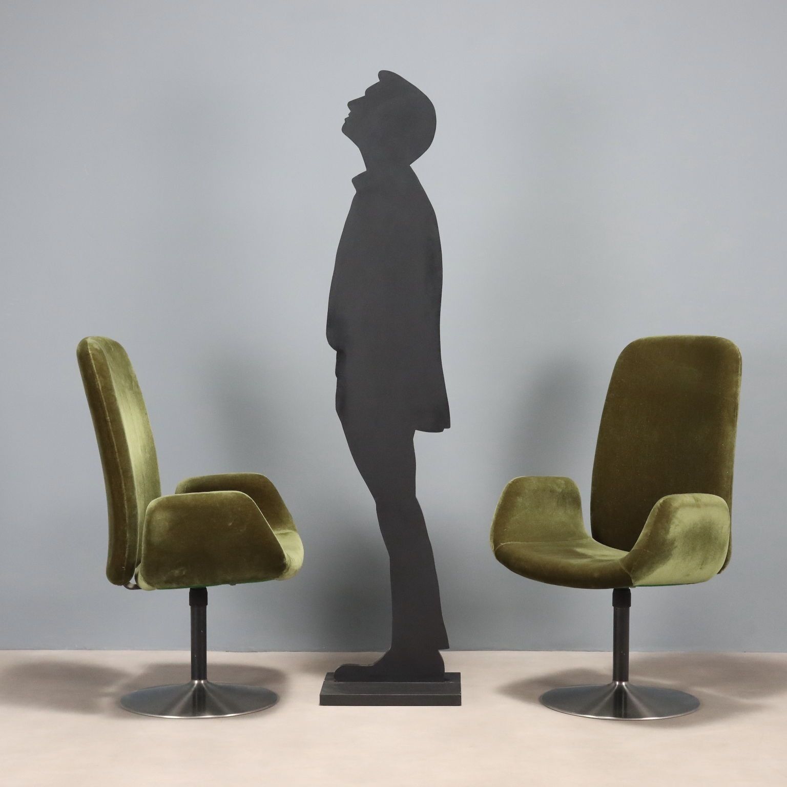 Vintage Armchairs Fabric Foam Metal Design Italy 1970s photo furniture
