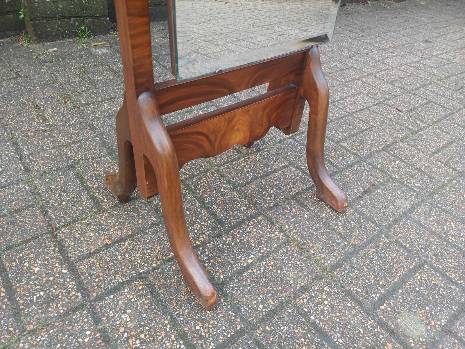 Home Decor Superior Antique Cheval Mirror Walnut Veneer Oak Feet Bevelled Glass 1920/30s Full Length Tilting Dressing Mirror Art Dec photo
