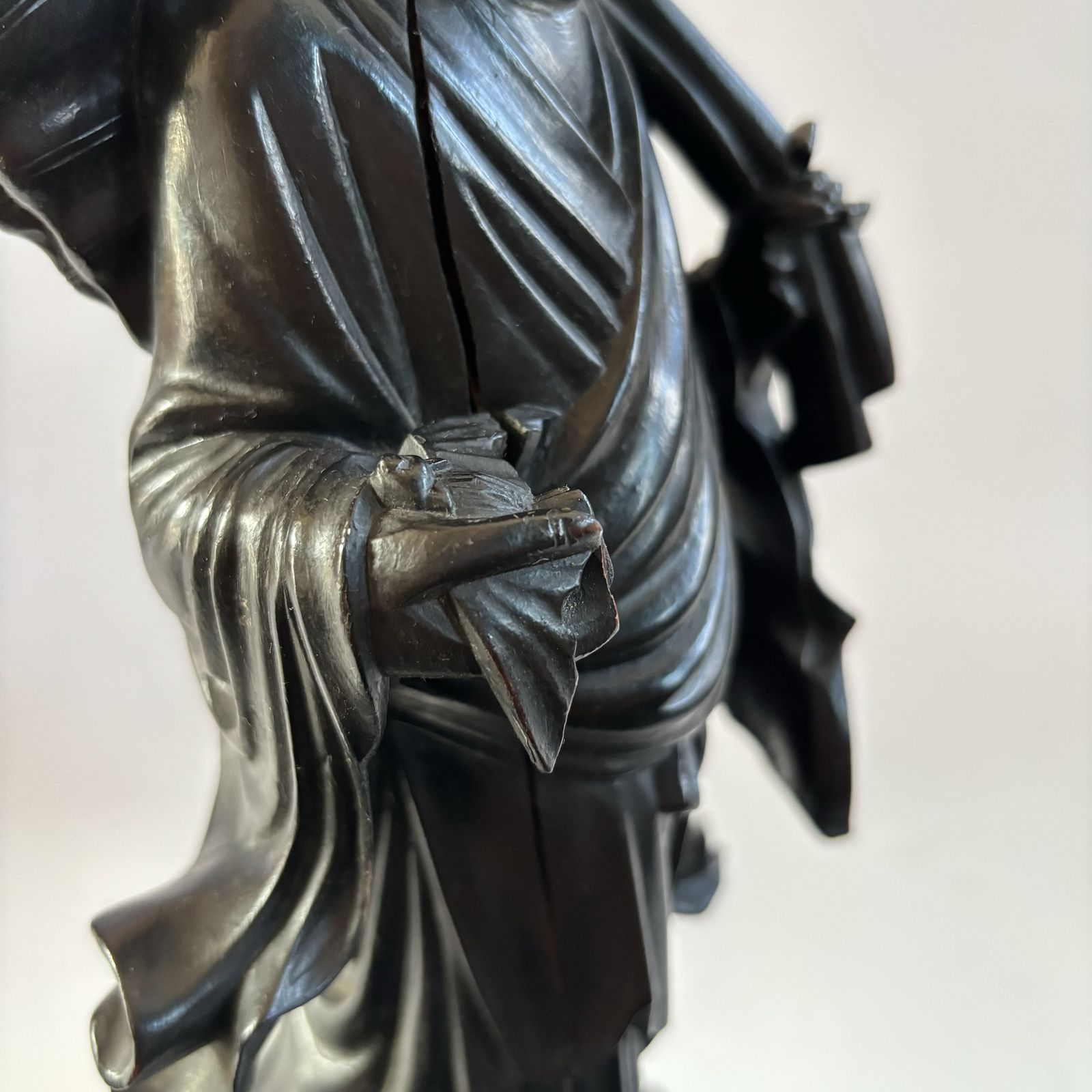 Antique Chinese Red Sandalwood Carved Immortal Figure With Bird photo buy