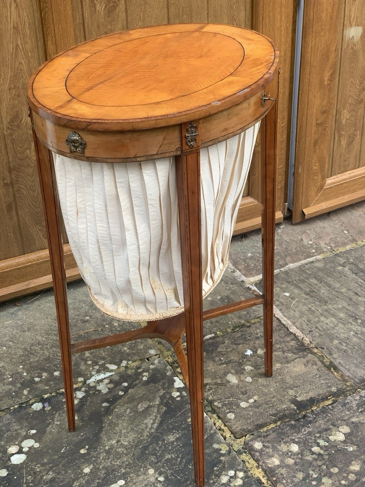 An 18th Century Satinwood And Cross Banded Ladies Sewing Table. photo for sale