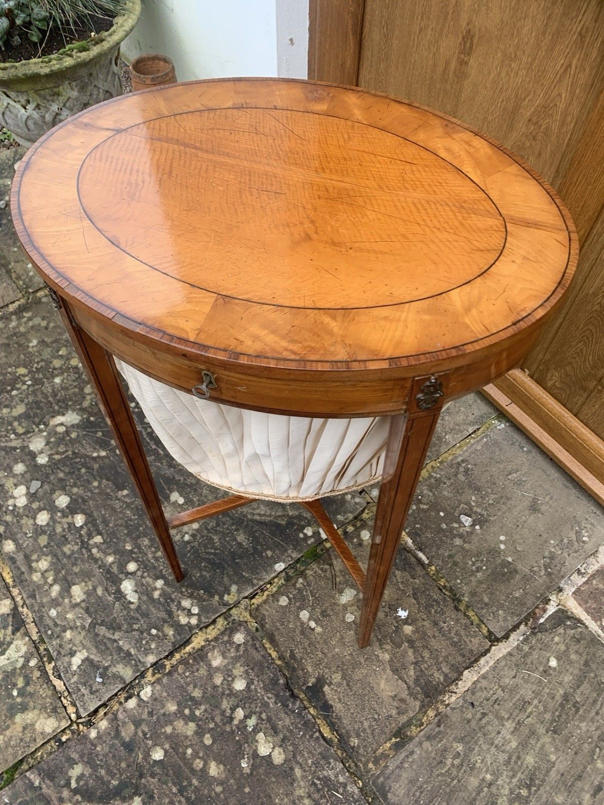 An 18th Century Satinwood And Cross Banded Ladies Sewing Table. photo buy