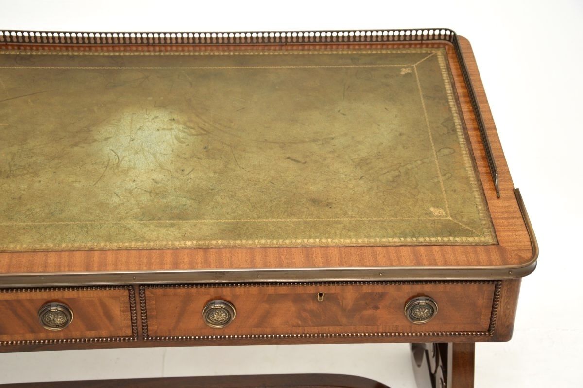 Antique Regency Style Mahogany Leather Top Desk / Writing Table photo vintage