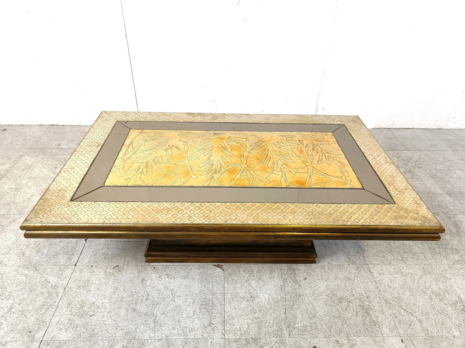 Vintage Brass Coffee Table By Rodolfo Dubarry, 1970s photo vinterior