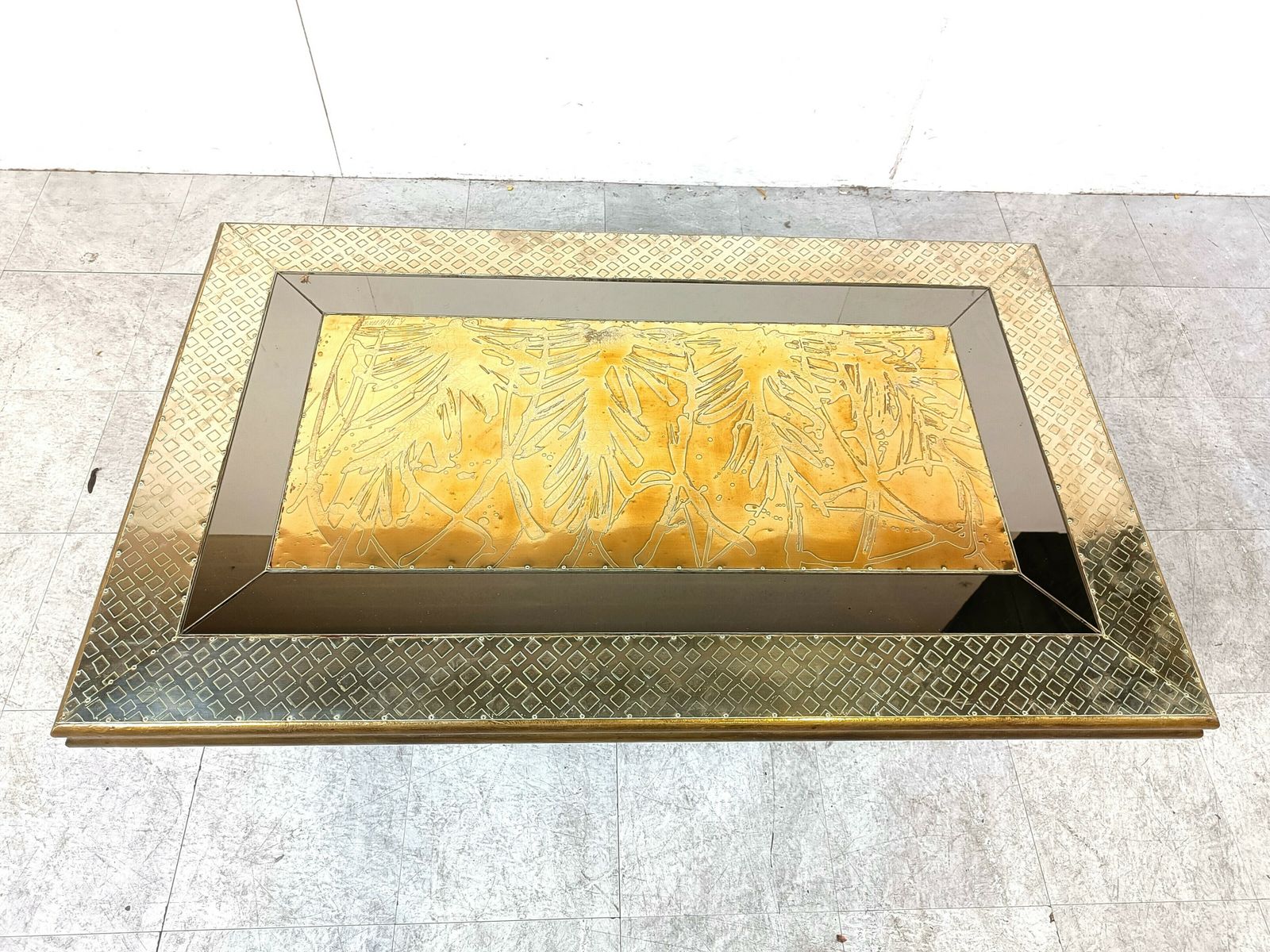 Vintage Brass Coffee Table By Rodolfo Dubarry, 1970s