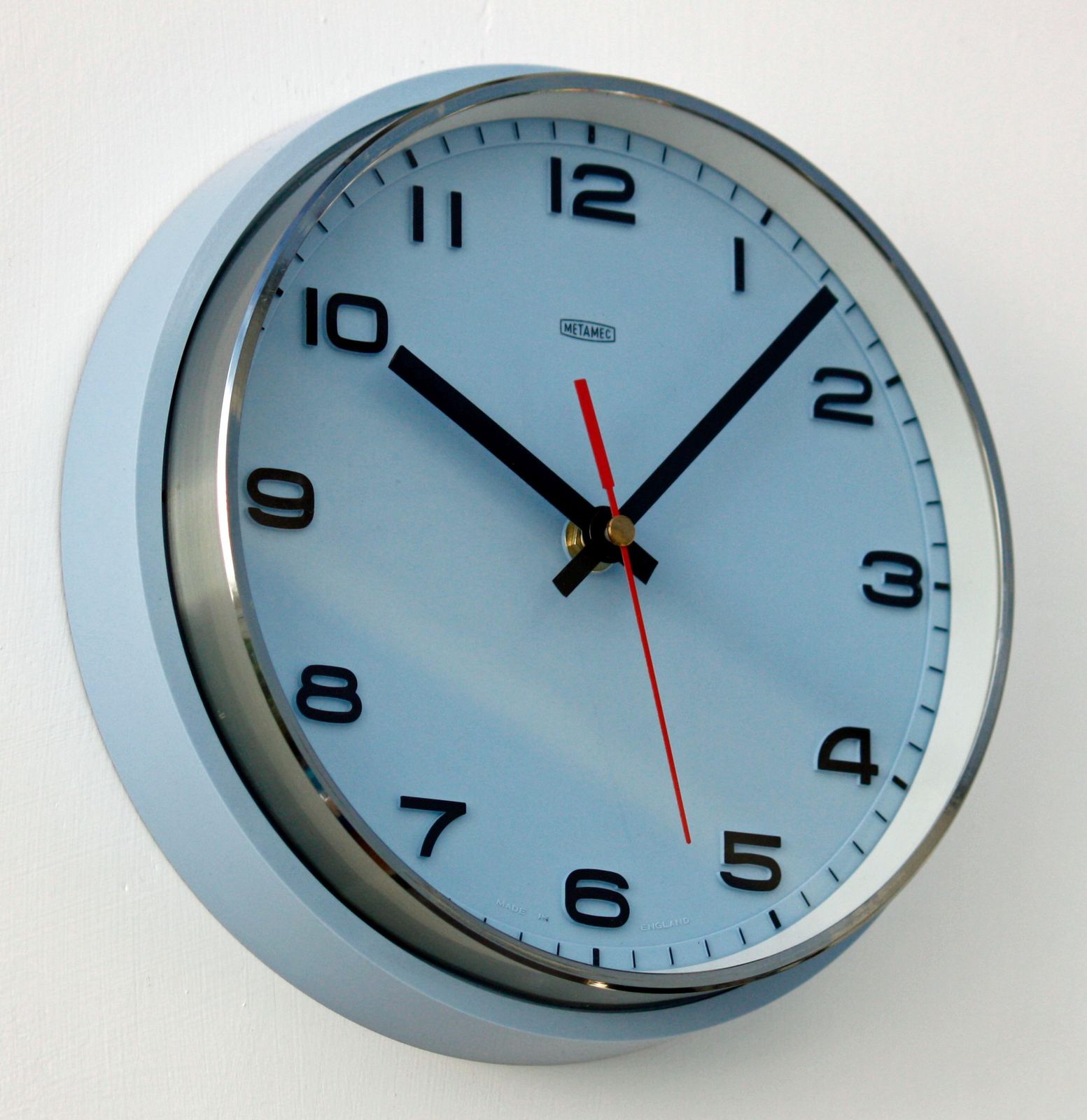 Vintage Metamec Wall Clock   22cm Blue Retro Mid Century Clock Gift Kitchen Clock Off The Wall Clocks