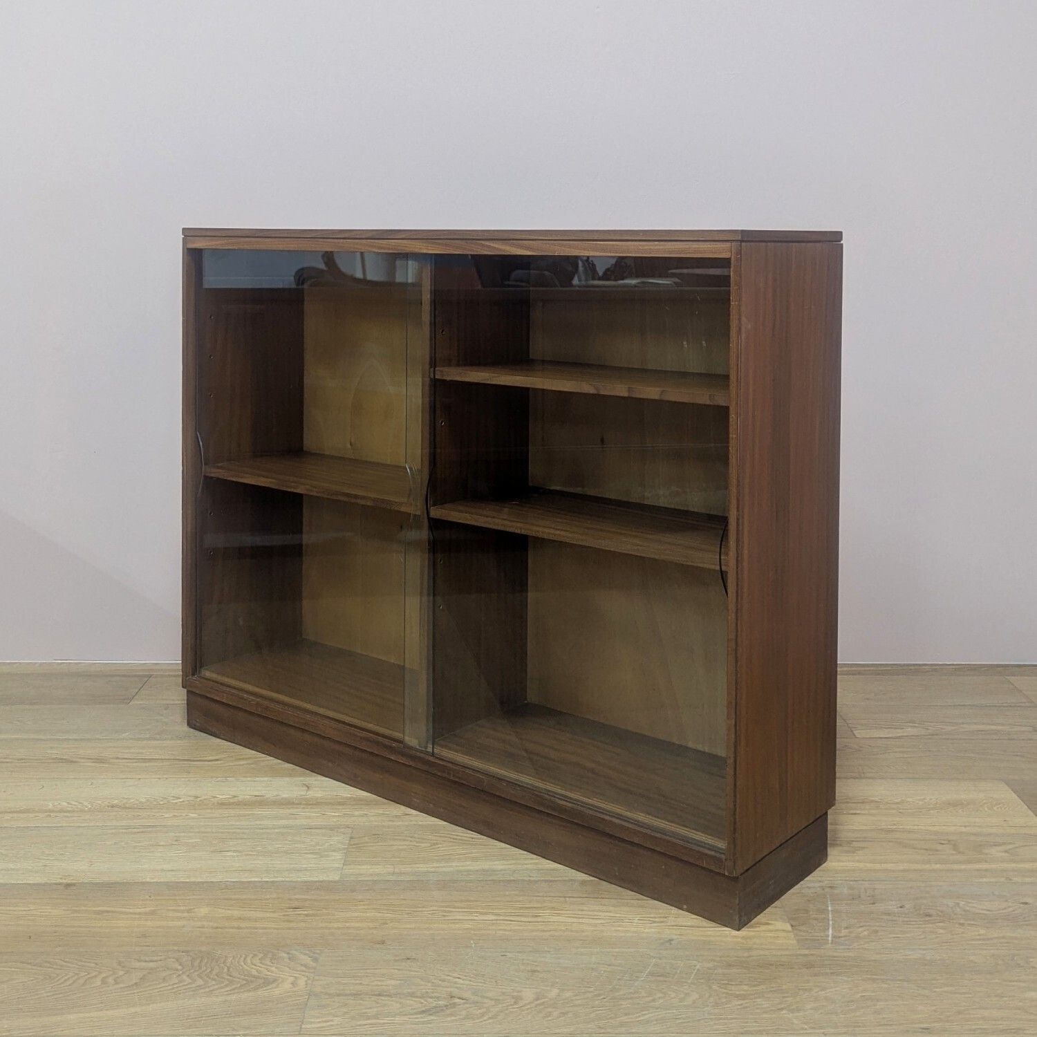 Large Vintage 1960s British Teak Glazed Bookcase photo for sale