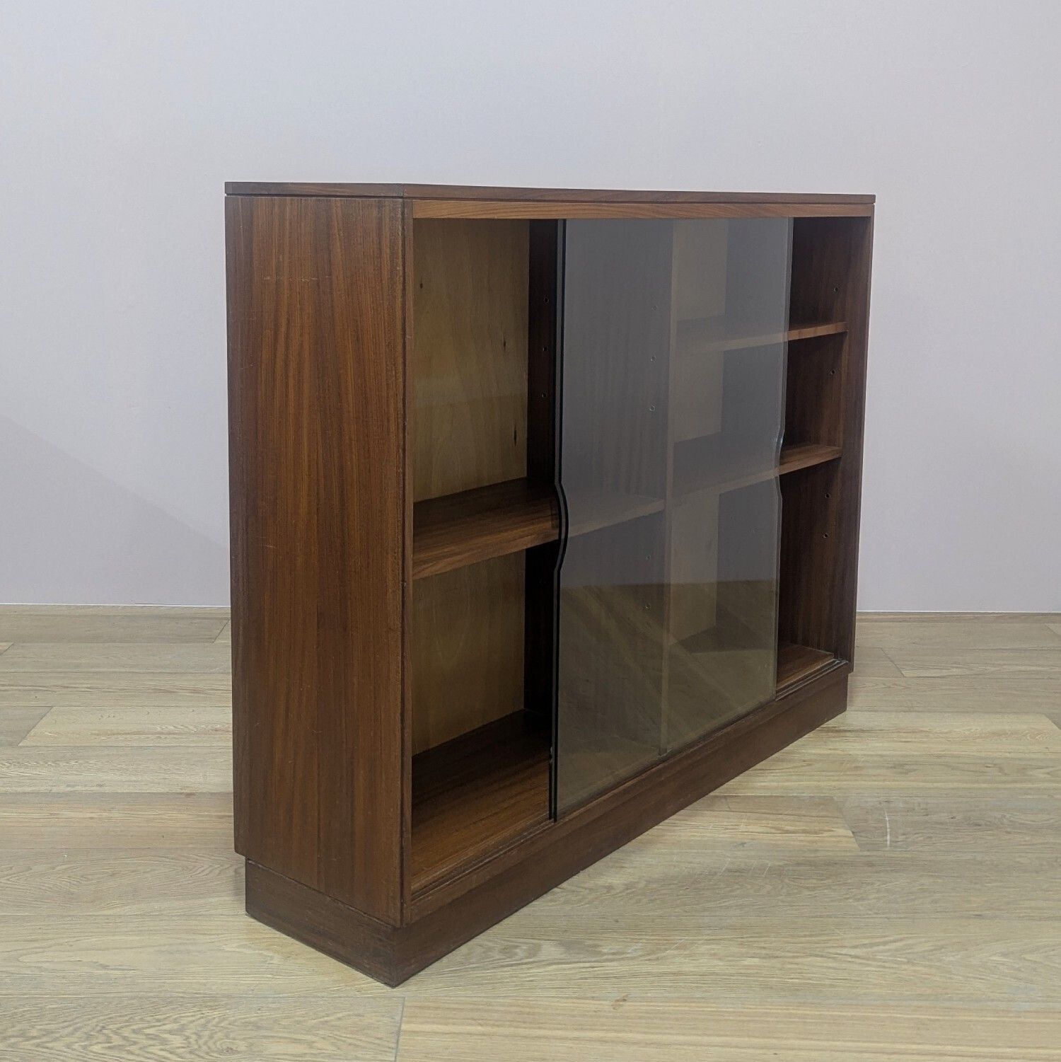 Large Vintage 1960s British Teak Glazed Bookcase photo 220.0