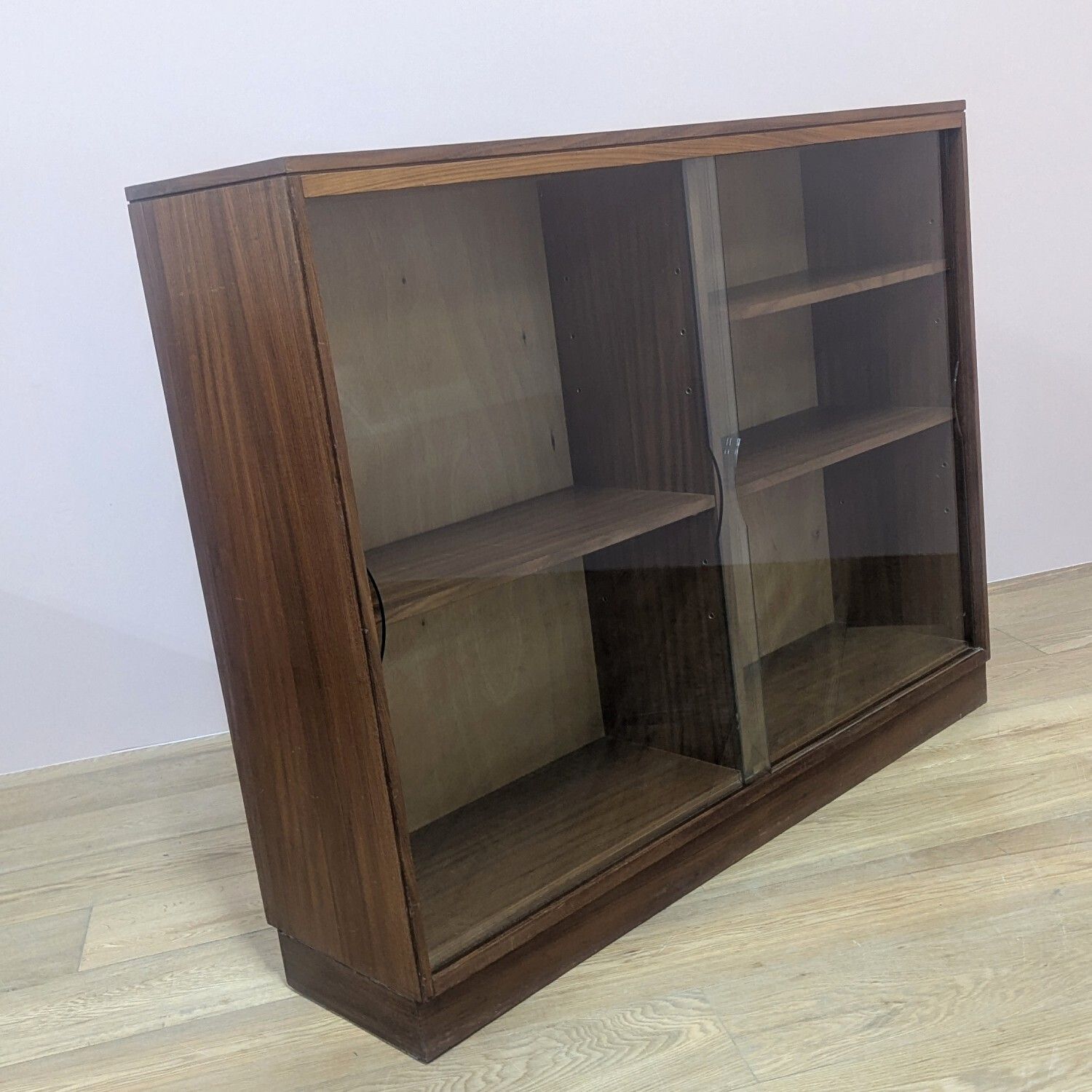 220.0 Large Vintage 1960s British Teak Glazed Bookcase photo