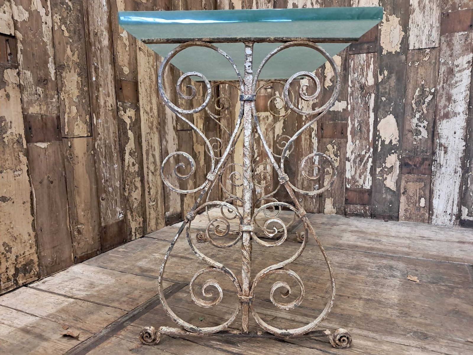 Vintage Glass Topped French Steel Table photo 625.0