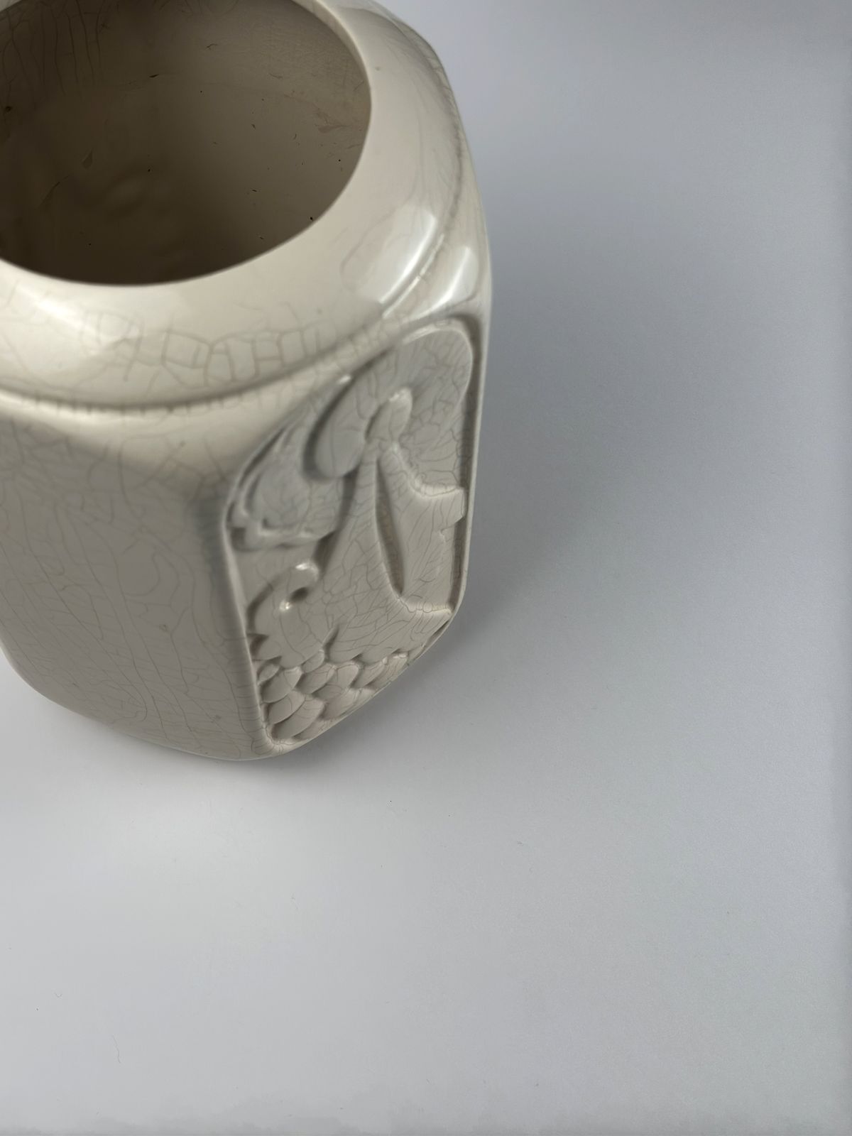 Art Deco French Craquelé Ceramic Vase, Orchies, 1930s photo furniture