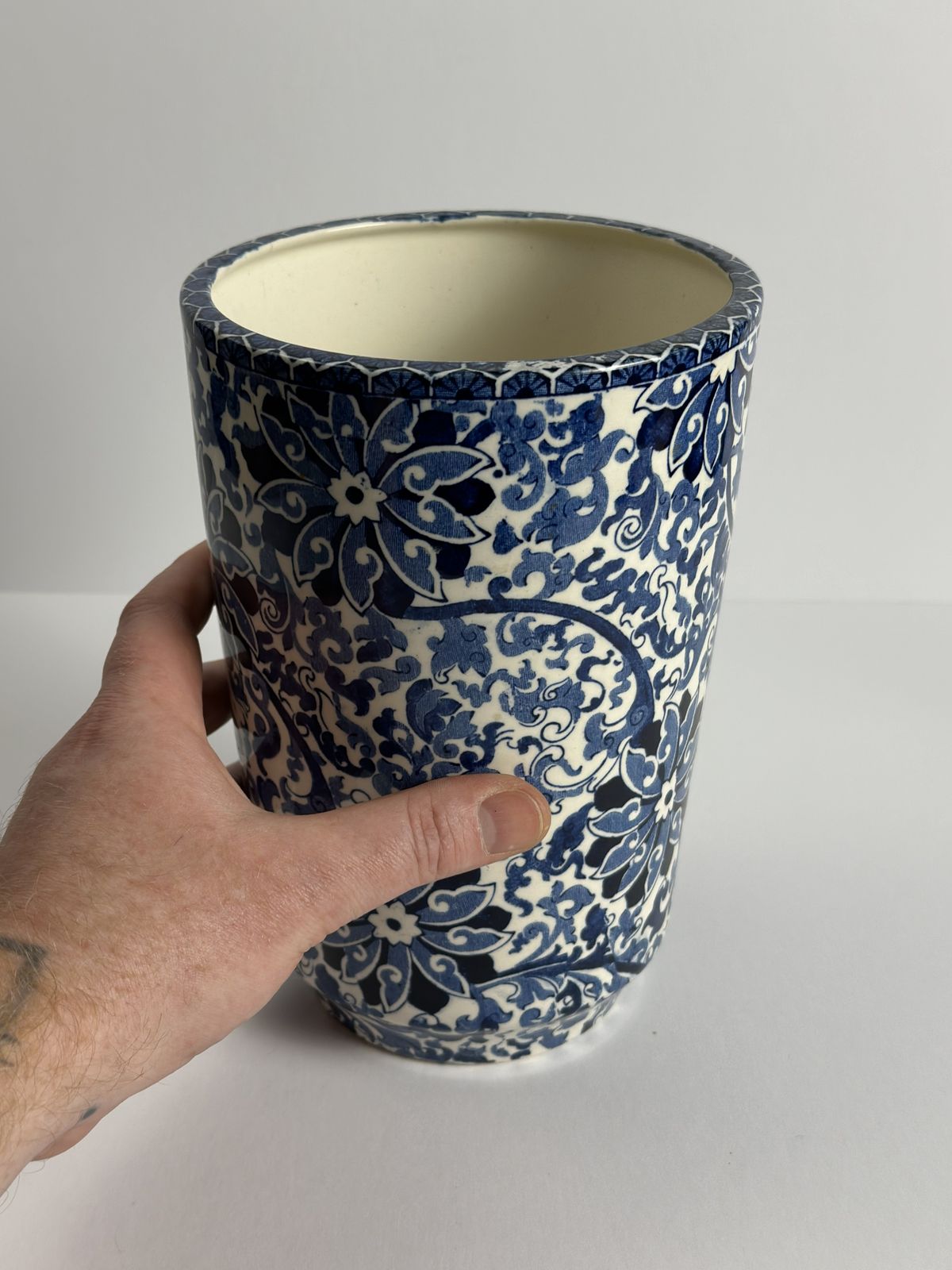 1930s Wood & Sons Chung Blue & White Staffordshire Vase photo vinterior