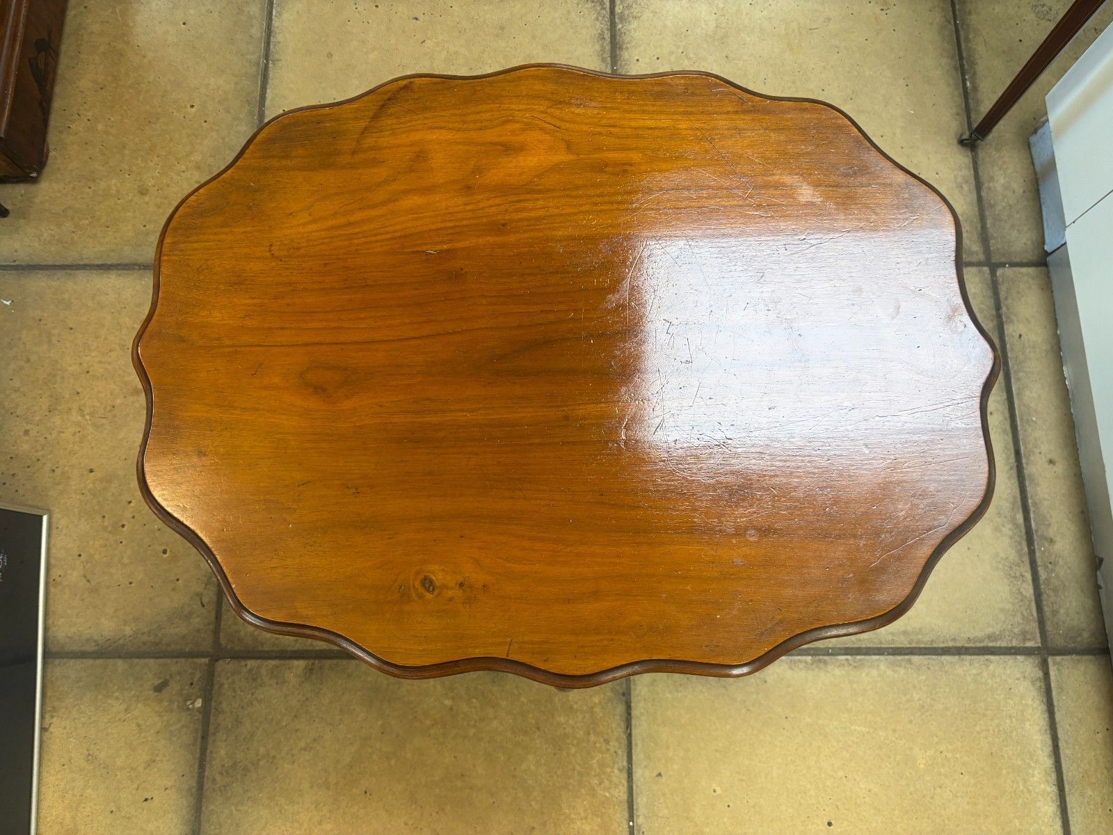 Edwardian Mahogany Two Tier Occasional/ Side Table With Scalloped Edge photo for sale