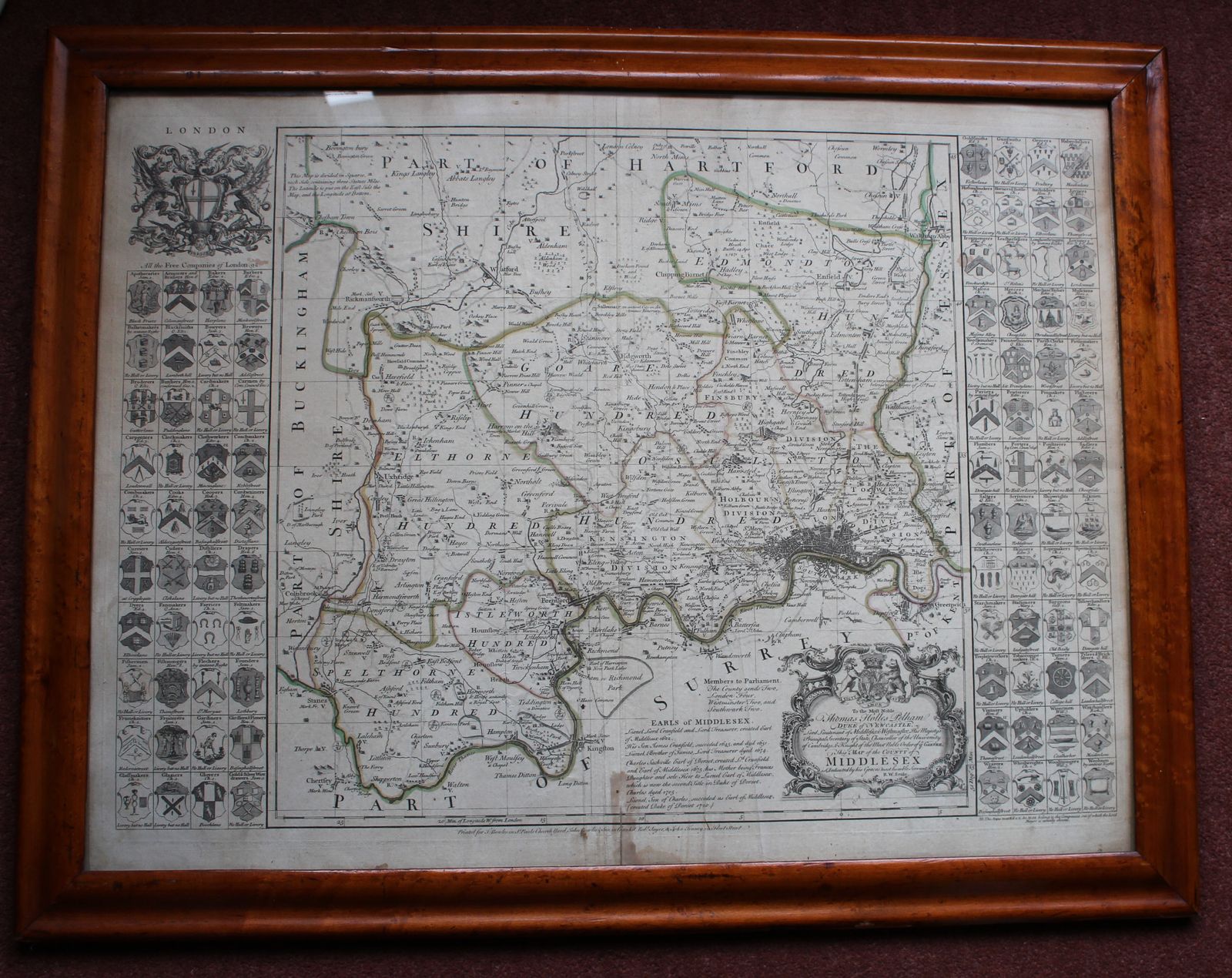 Map Of The County Of Middlesex By Richard William Seale  ~ 1760 