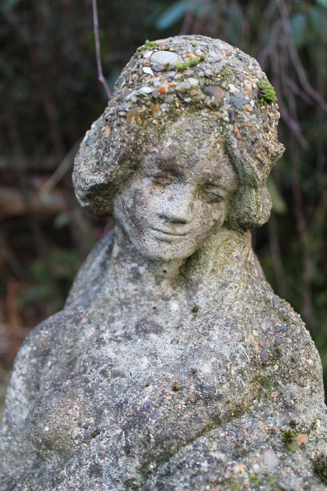 Garden Statue Of Flower Maiden. Reconstituted Stone photo furniture