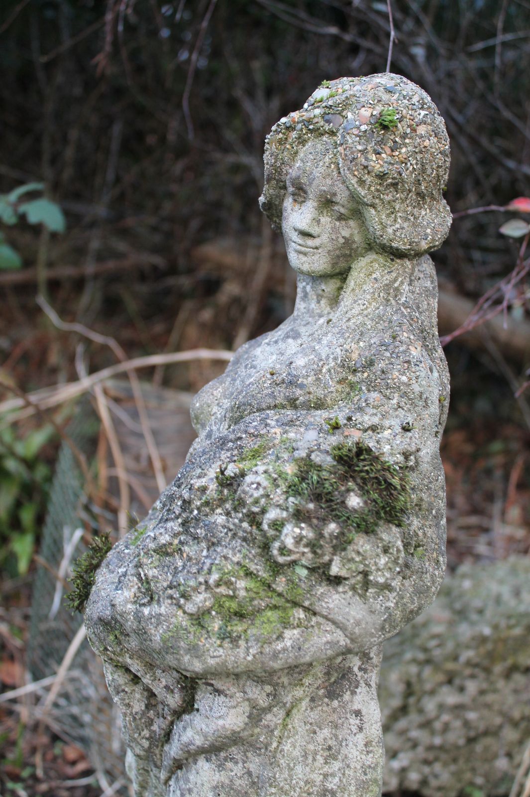 Garden Statue Of Flower Maiden. Reconstituted Stone photo for sale