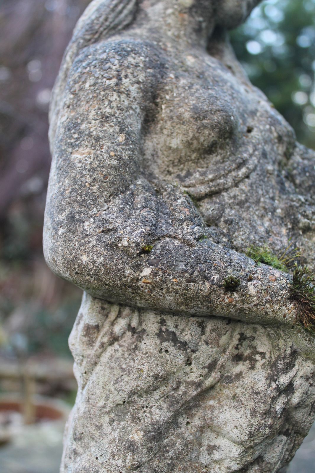 photo for sale Garden Statue Of Flower Maiden. Reconstituted Stone