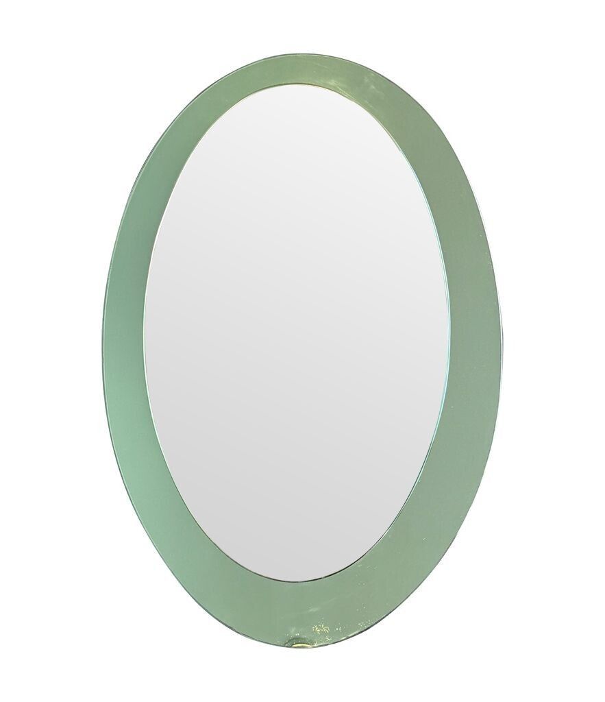 photo furniture Copy   An Italian 1960s Crystal Arte Oval Mirror With Pastel Mint Green Mirrored Frame