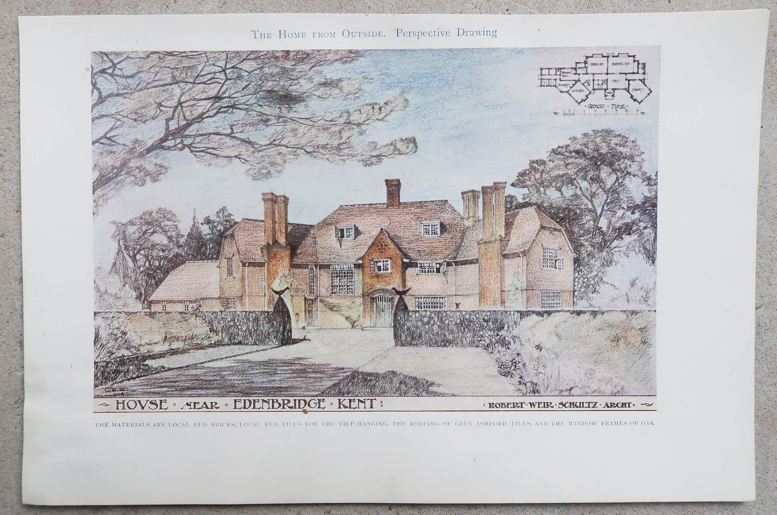 Set Of 4 Original Antique Prints Of Architectural Drawings. 1906 photo 85.0