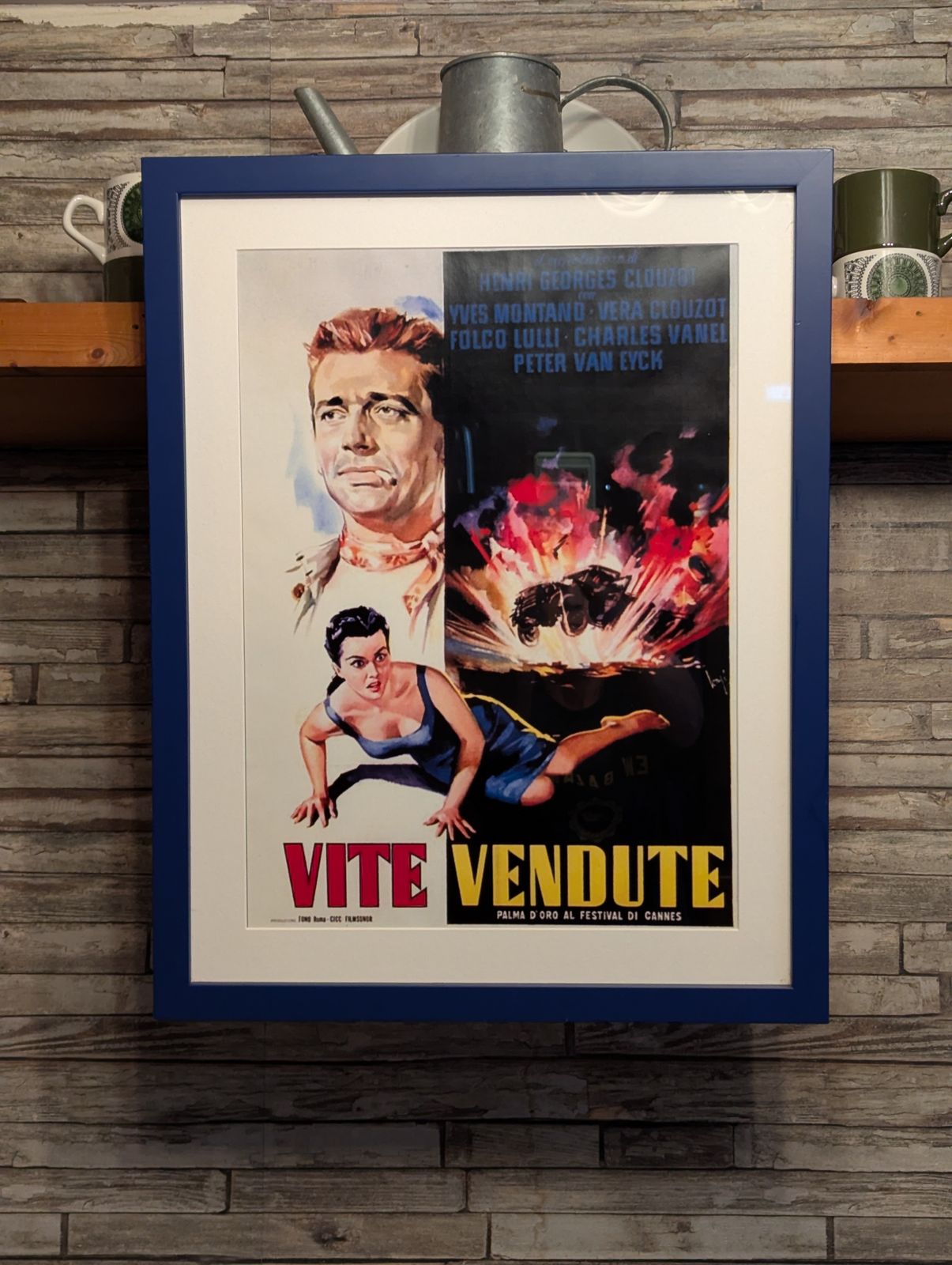 Framed Retro Print From The Classic  French Film Vite Vendutte photo furniture