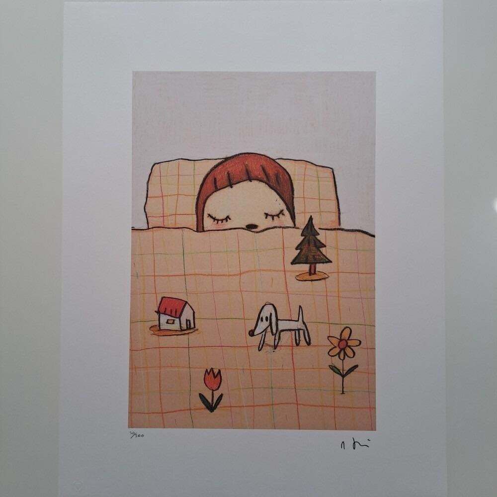 Nara Yoshitomo, Sleeping Girl, 1990s, Limited Edition Lithograph photo furniture