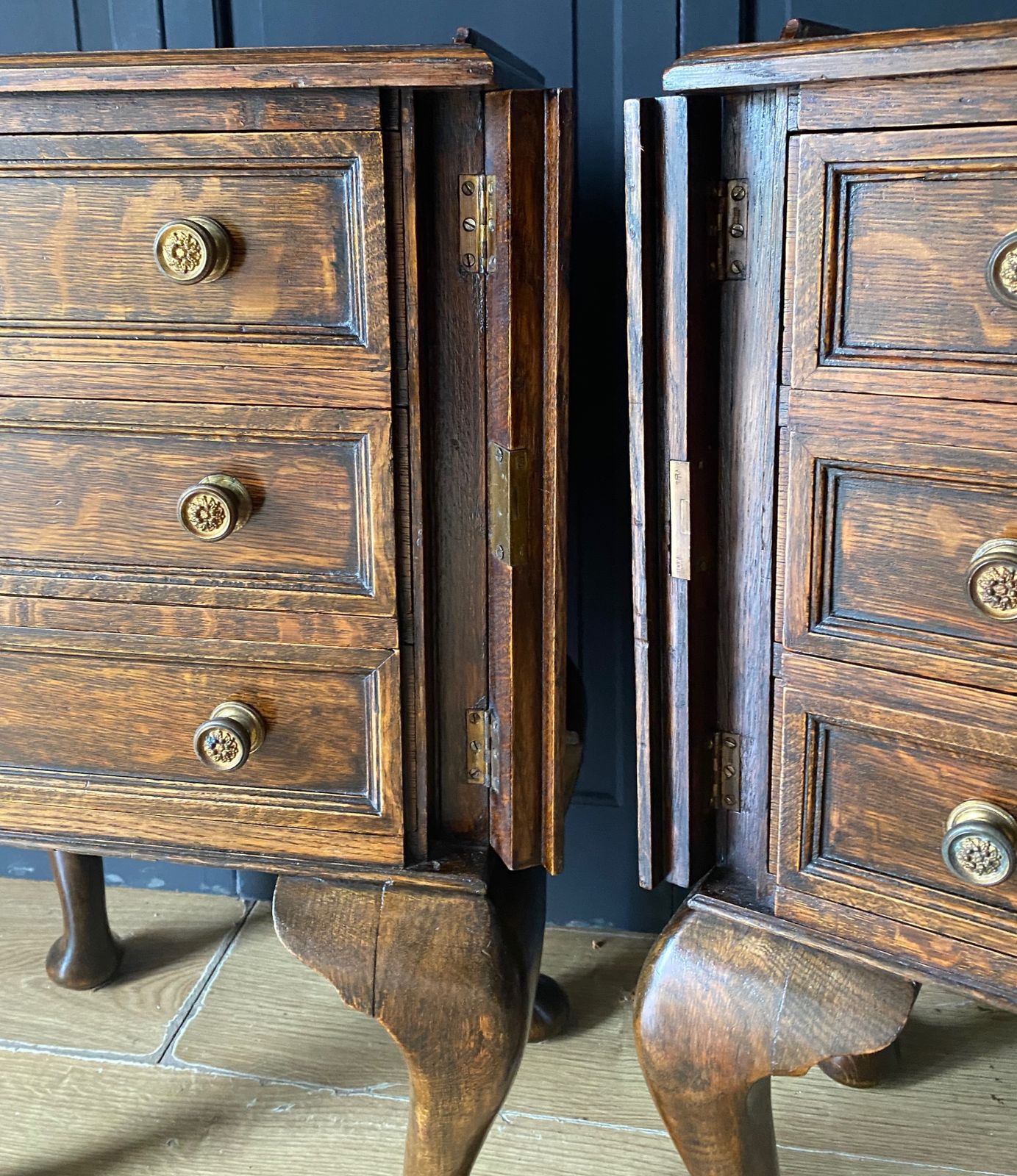 Pair Of Victorian Oak Collectors/Bedside Cabinets photo Furniture