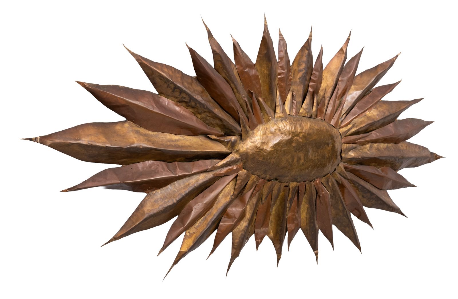 Stunning Large Handmade Brass Sunflower Wall Hanger 1960s photo for sale