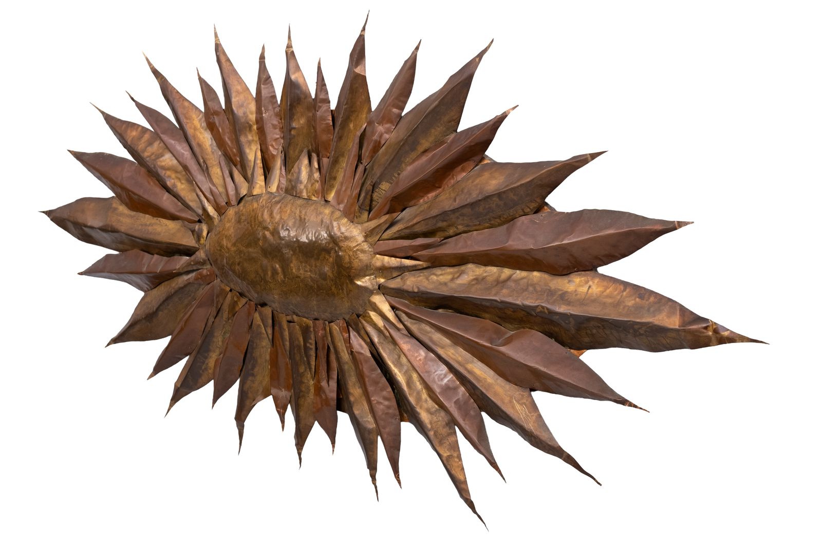 Stunning Large Handmade Brass Sunflower Wall Hanger 1960s photo Art