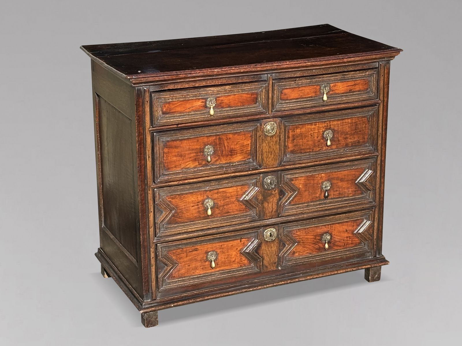 17th Century Charles II Period Jacobean Oak Geometric Chest Of Drawers photo Furniture