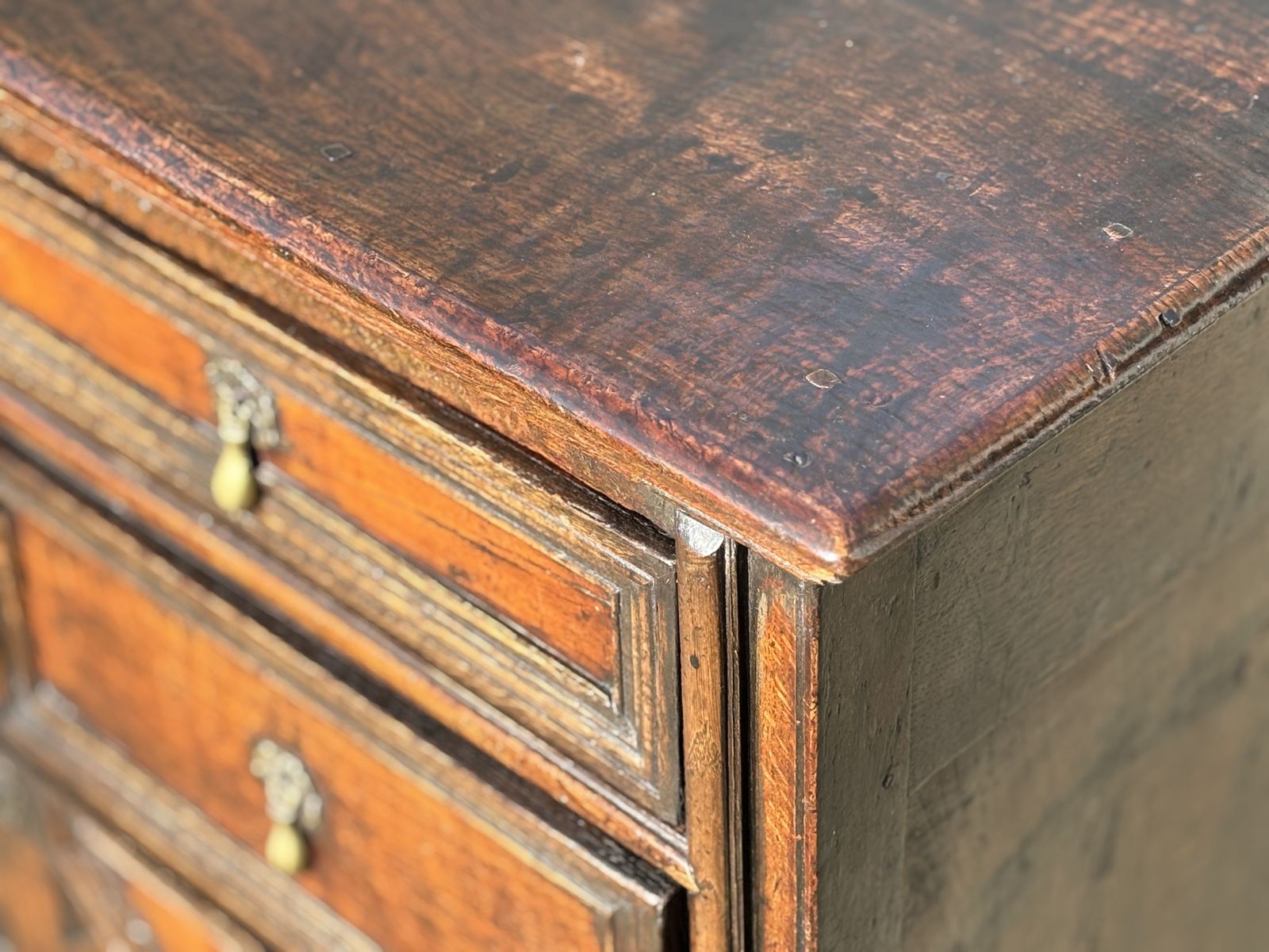 photo for sale 17th Century Charles II Period Jacobean Oak Geometric Chest Of Drawers