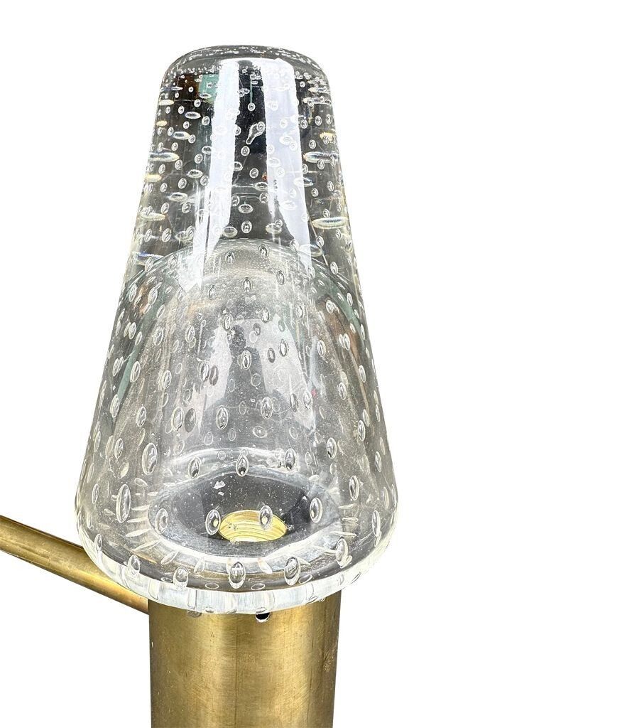 photo for sale A Rare Pair Of 1950s Murano Glass And Brass Wall Lights By Gino Sarfatti And Archimede Seguso.