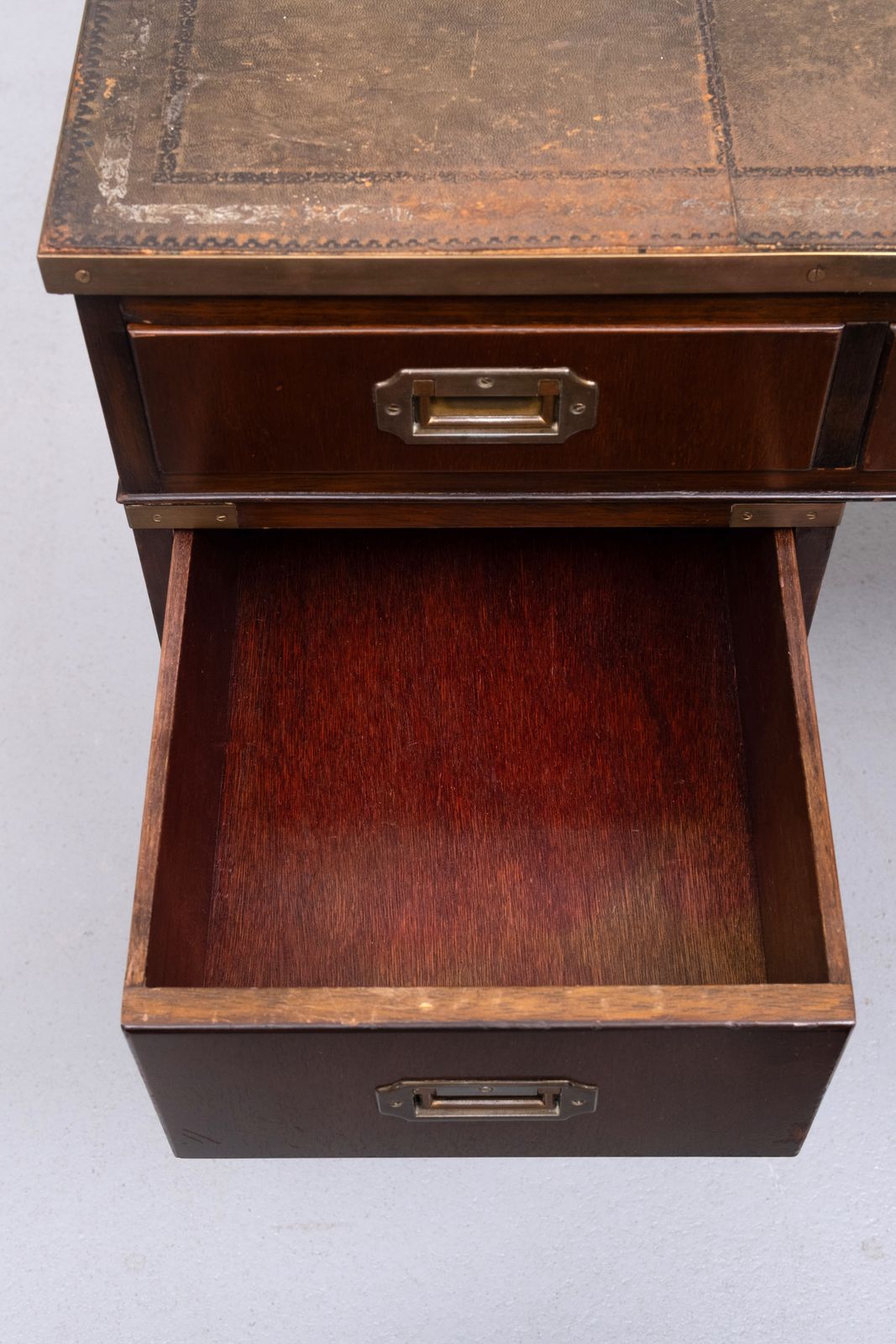 photo for sale Mahogany Campaign Desk By N. Norton Ltd England