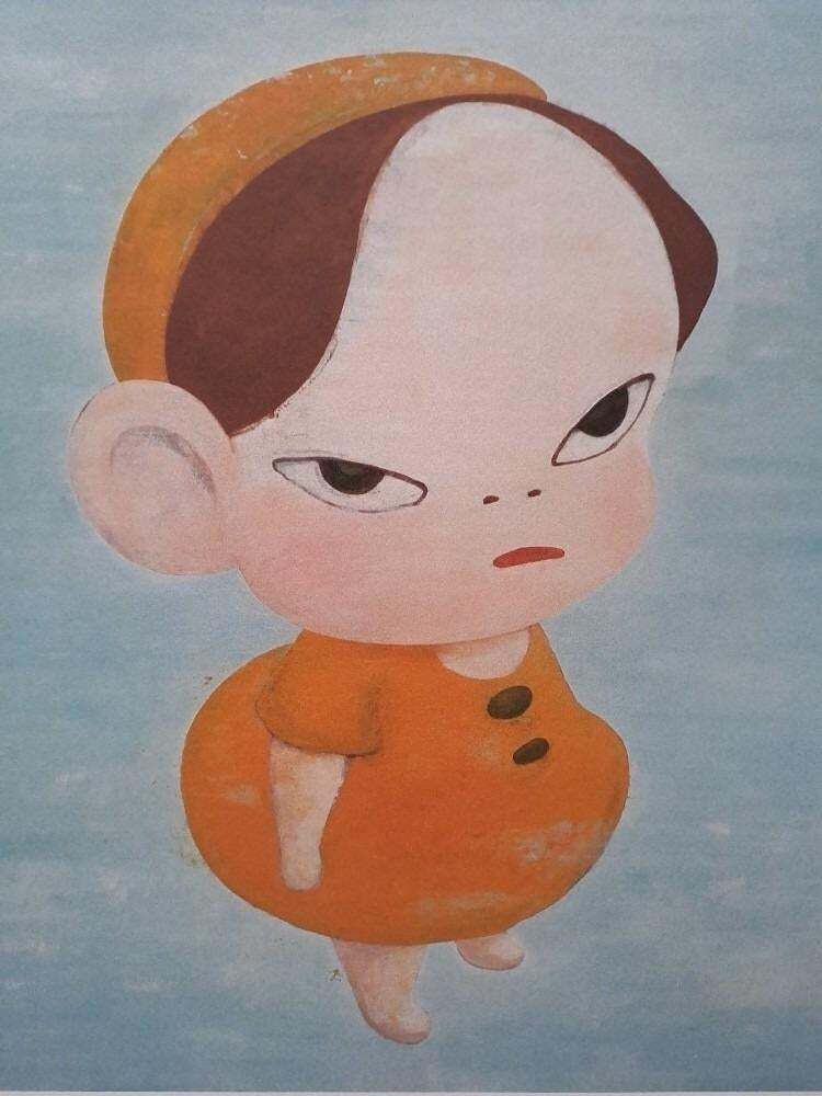 Nara Yoshitomo Yellow In Blue 1990s Limited Edition Lithograph photo for sale