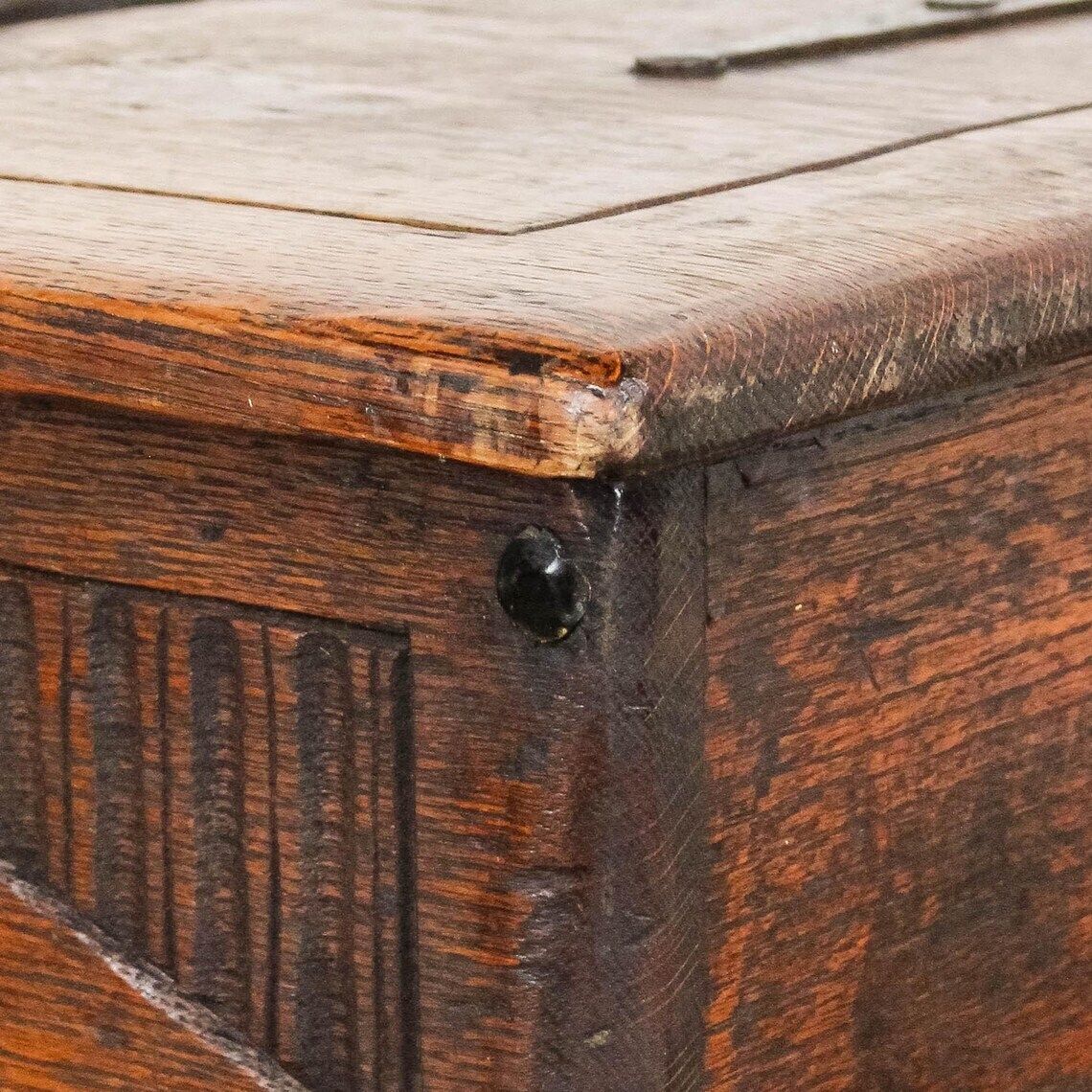 Early 20th Century Small Antique Oak Chest  Antique Coffer  Antique Furniture  Antiques  Antique Storage photo vintage